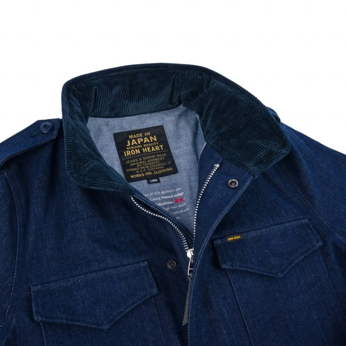 Iron Heart IHM-42-IND 16oz Natural Indigo Selvedge Denim M65 Field Jacket FINAL SALE