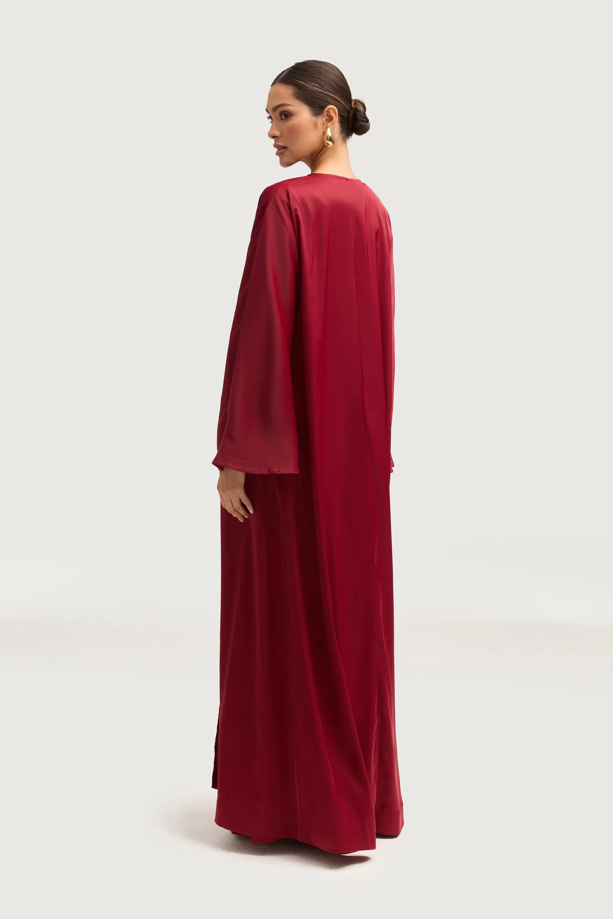 Kamila Open Abaya - Maroon