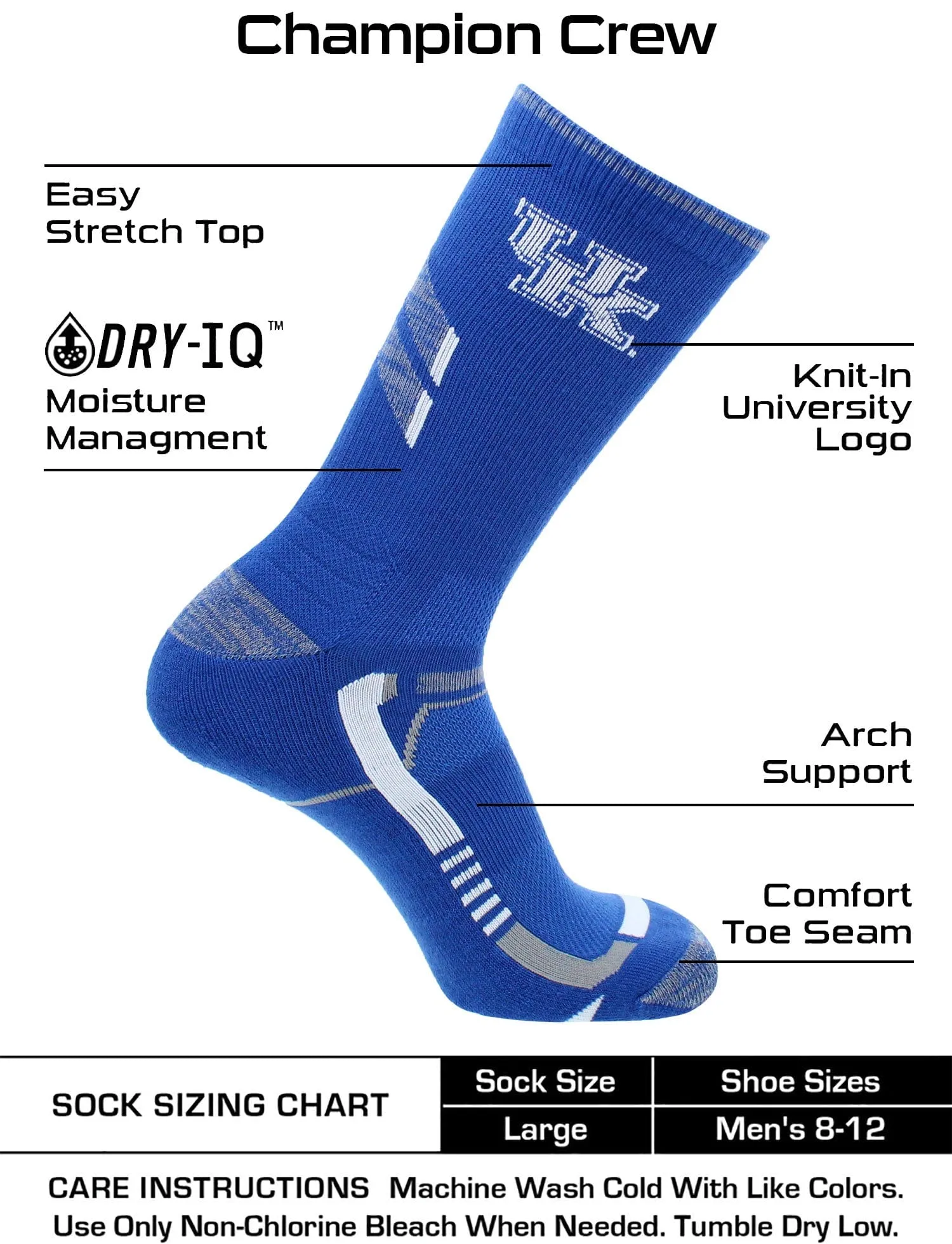 Kentucky Wildcats Socks University of Kentucky Wildcats Champion Crew Socks