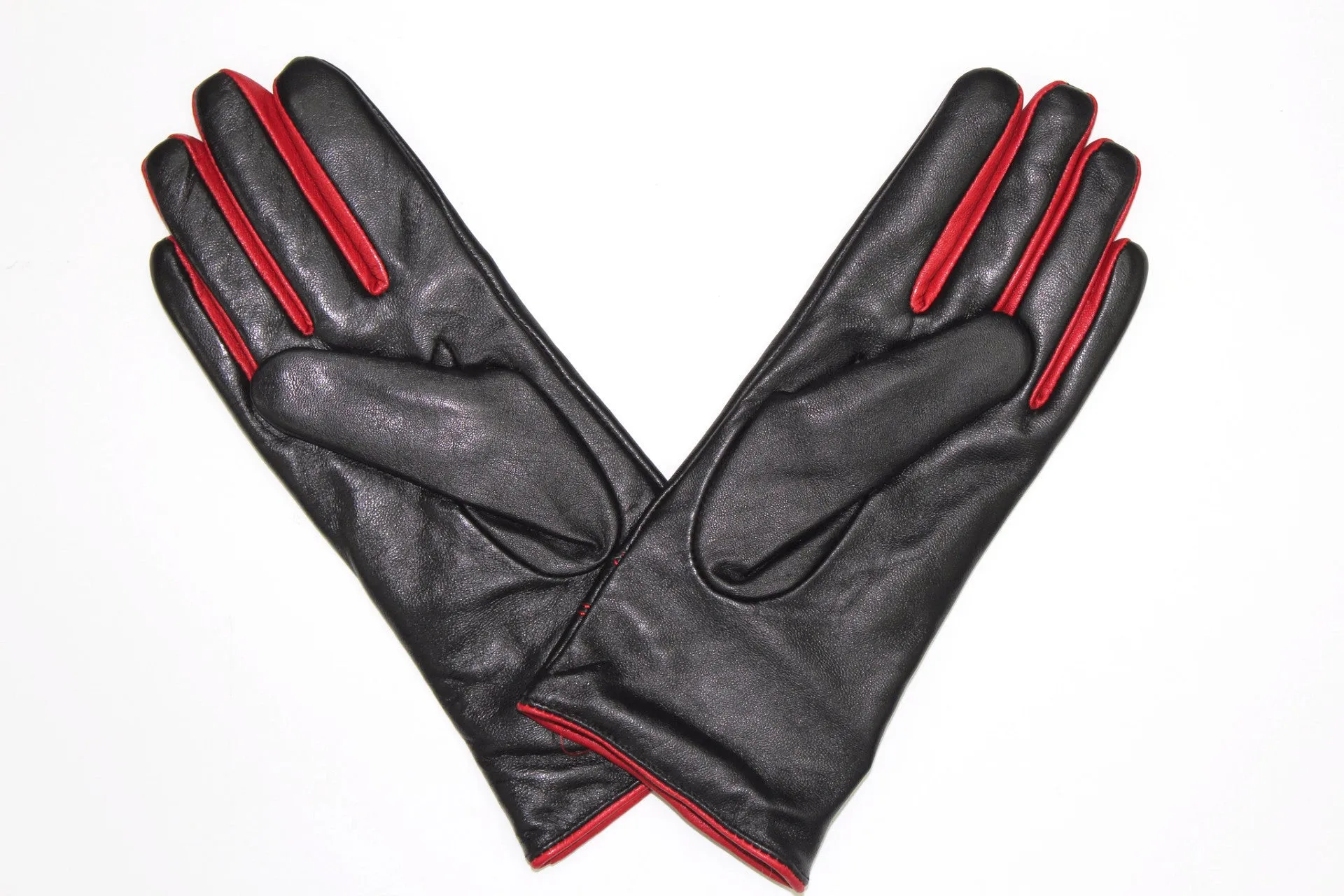 Leather Glove with Contrast Red Stitch