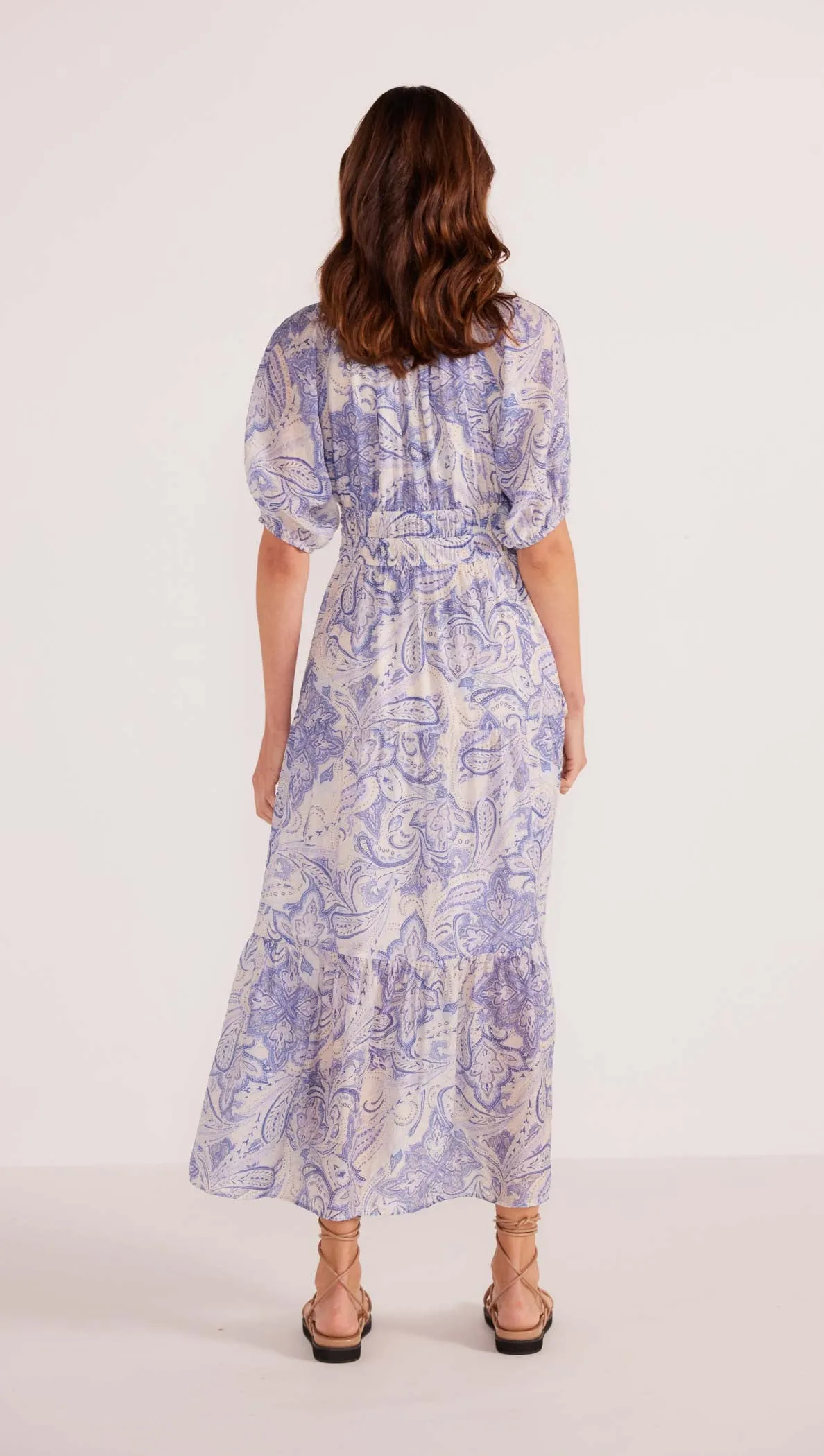 Lola Tiered Midi Dress | Blue Paisley