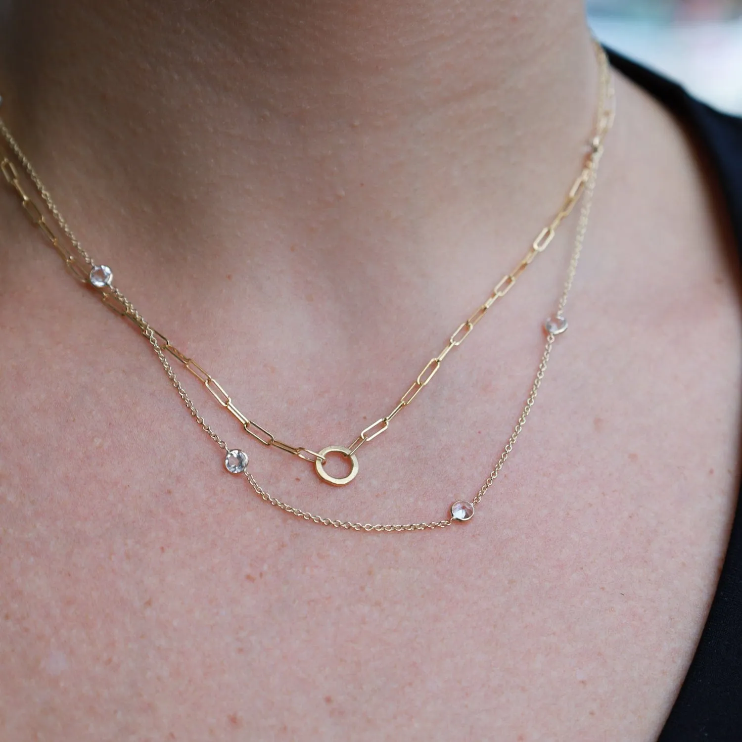 'Luna' Paperclip and Organic Circle Necklace