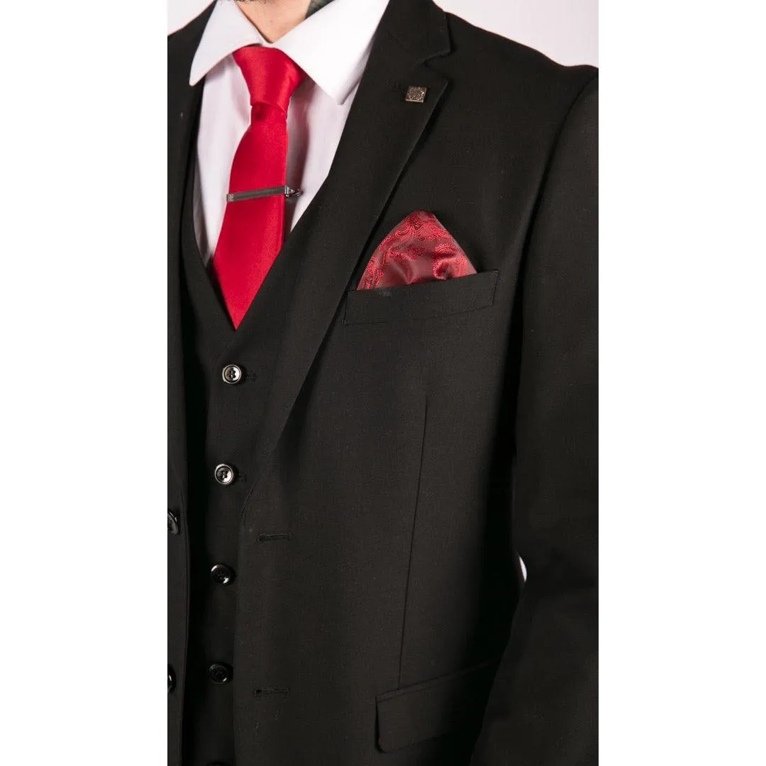 Mens 3 Piece Black Tailored Fit Complete Suit Classic Doorman Morning Funeral