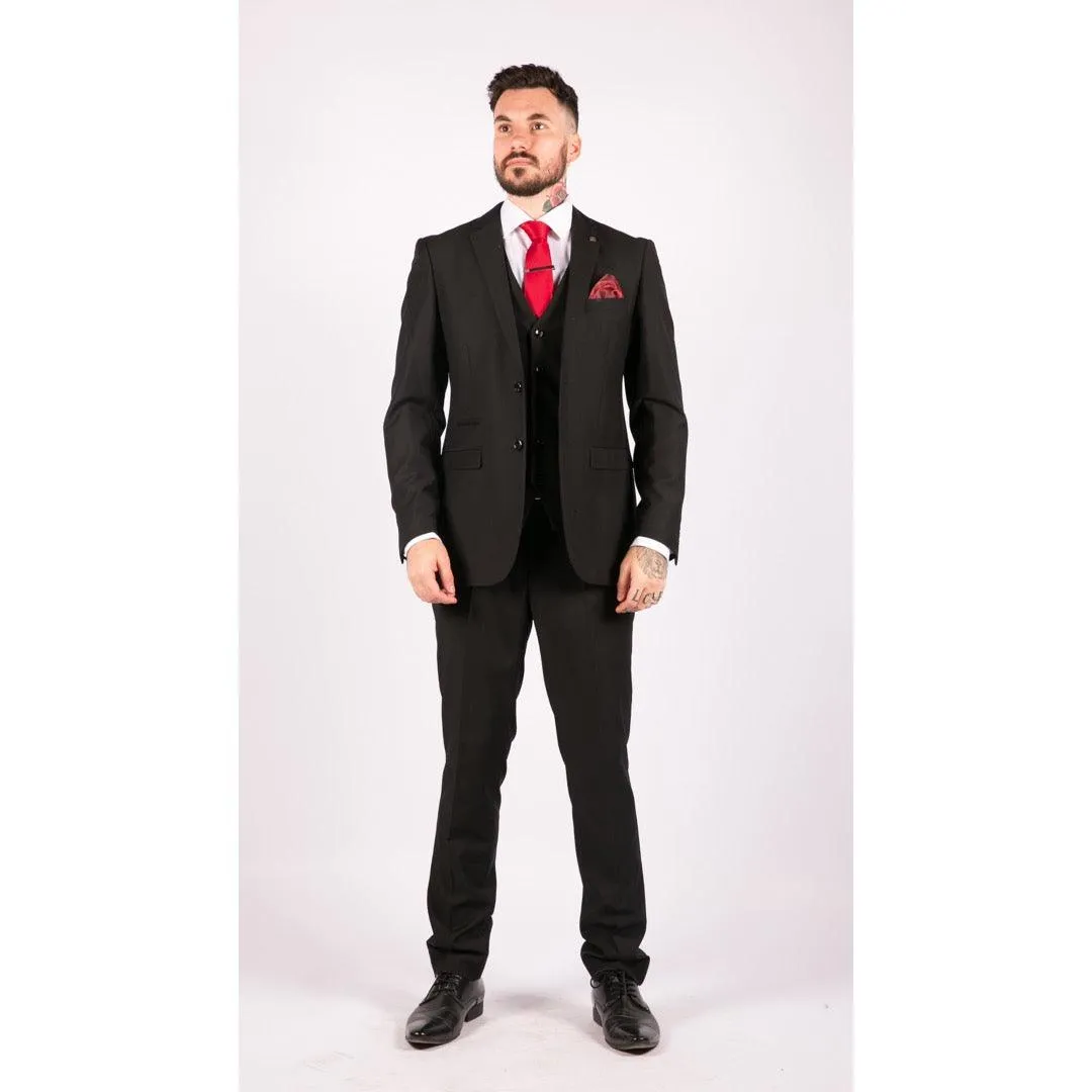 Mens 3 Piece Black Tailored Fit Complete Suit Classic Doorman Morning Funeral