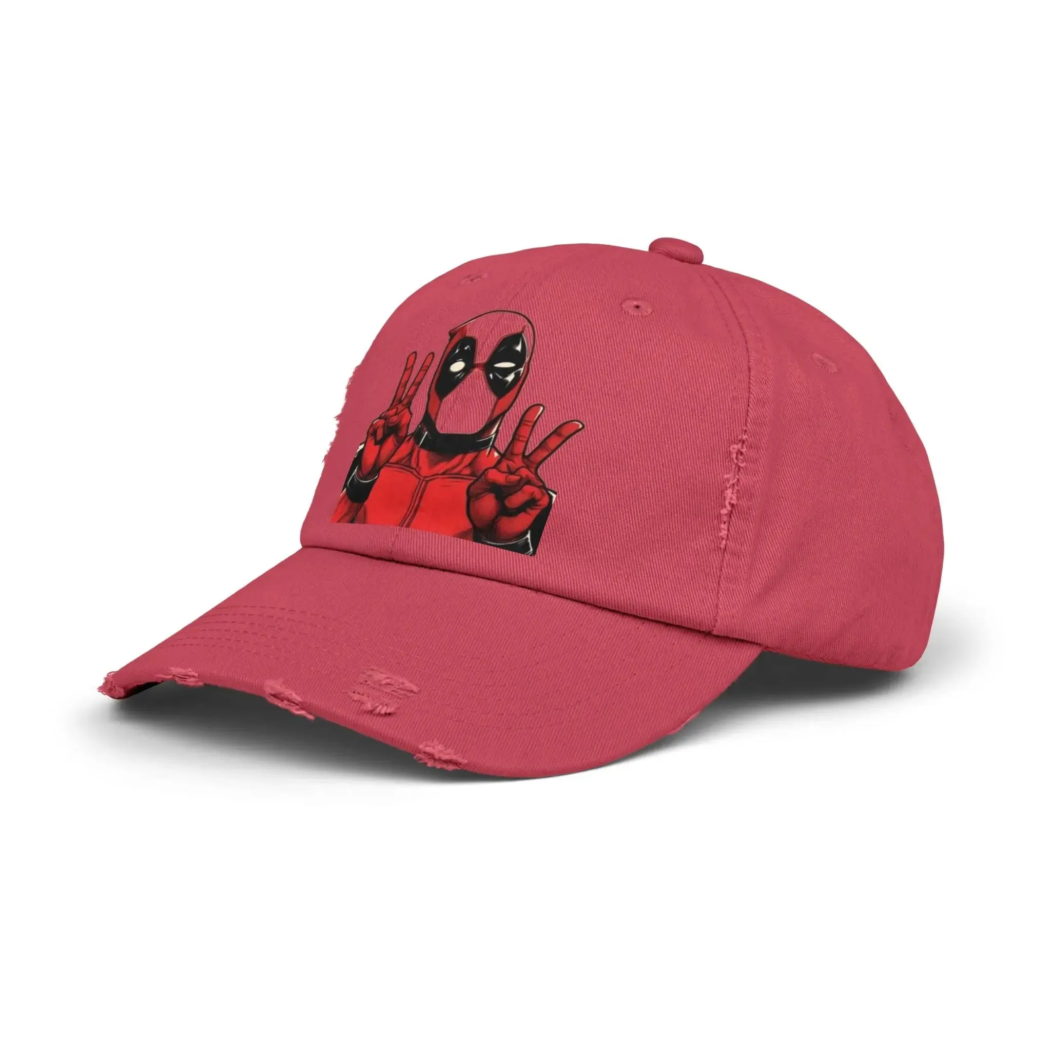 Mens and women Distressed Cap - Deadpool Peace Sign Hat