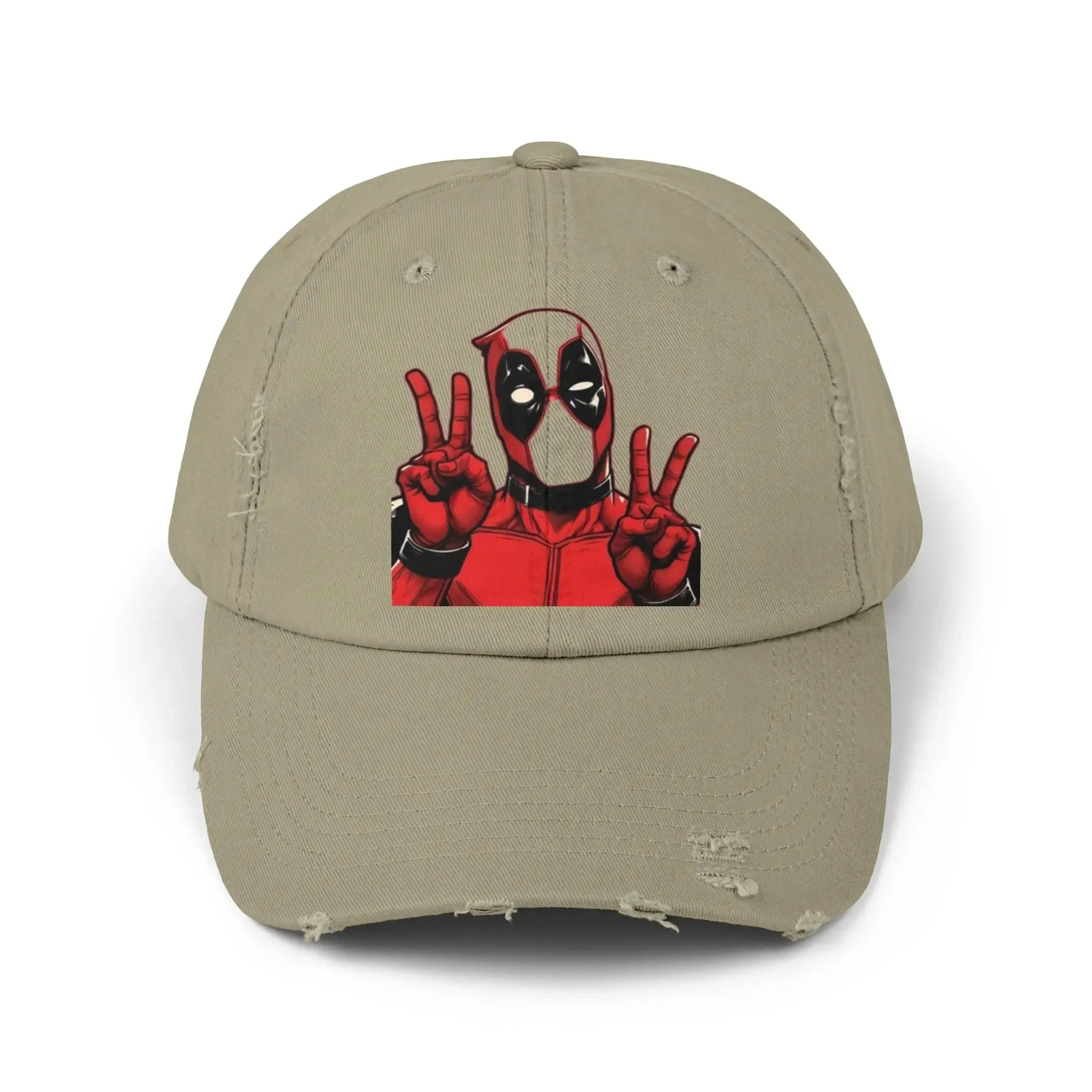 Mens and women Distressed Cap - Deadpool Peace Sign Hat