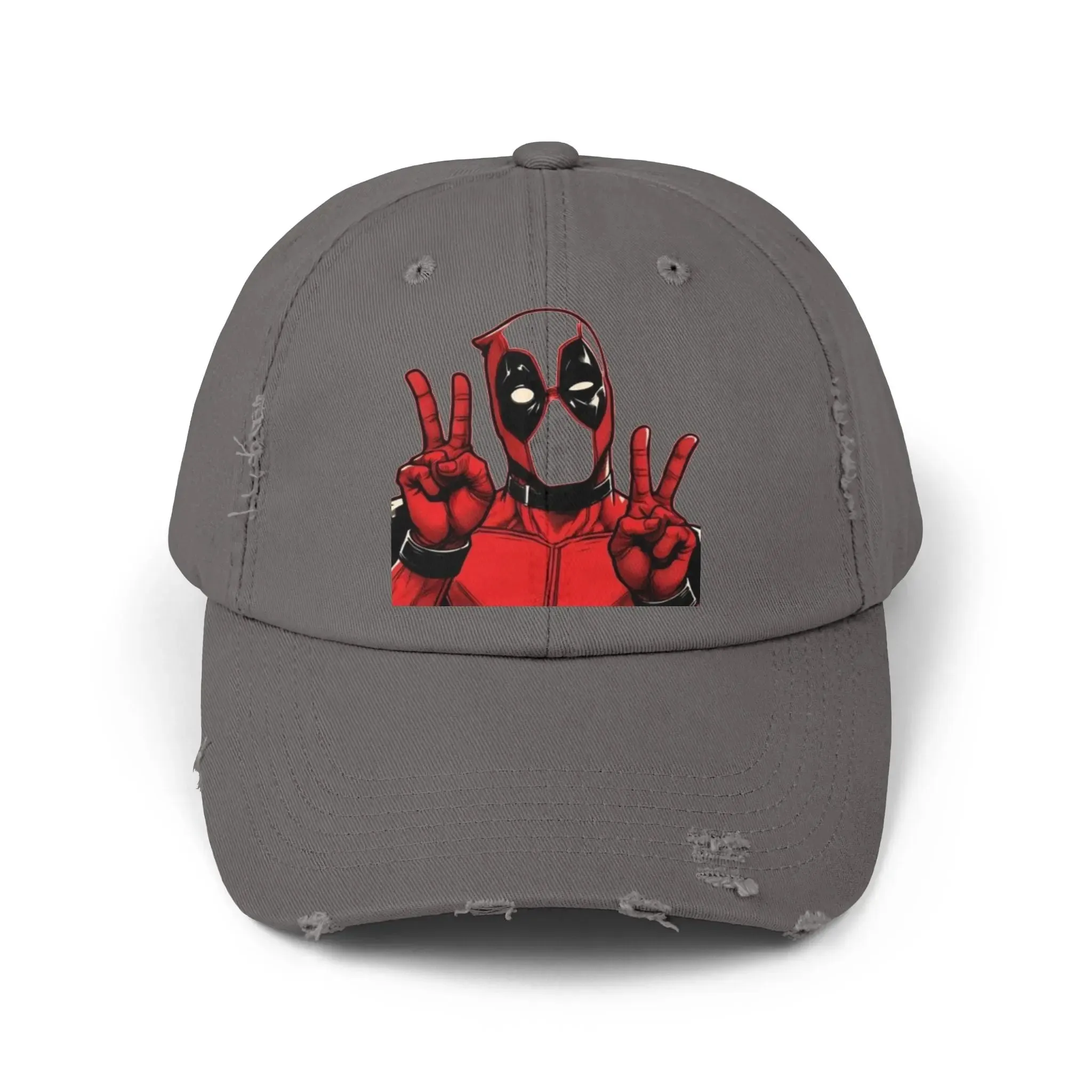 Mens and women Distressed Cap - Deadpool Peace Sign Hat