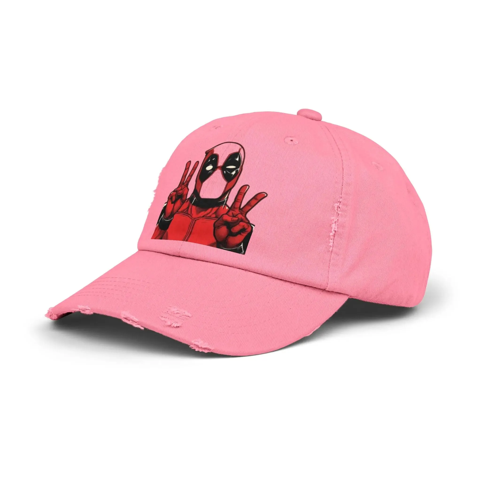 Mens and women Distressed Cap - Deadpool Peace Sign Hat