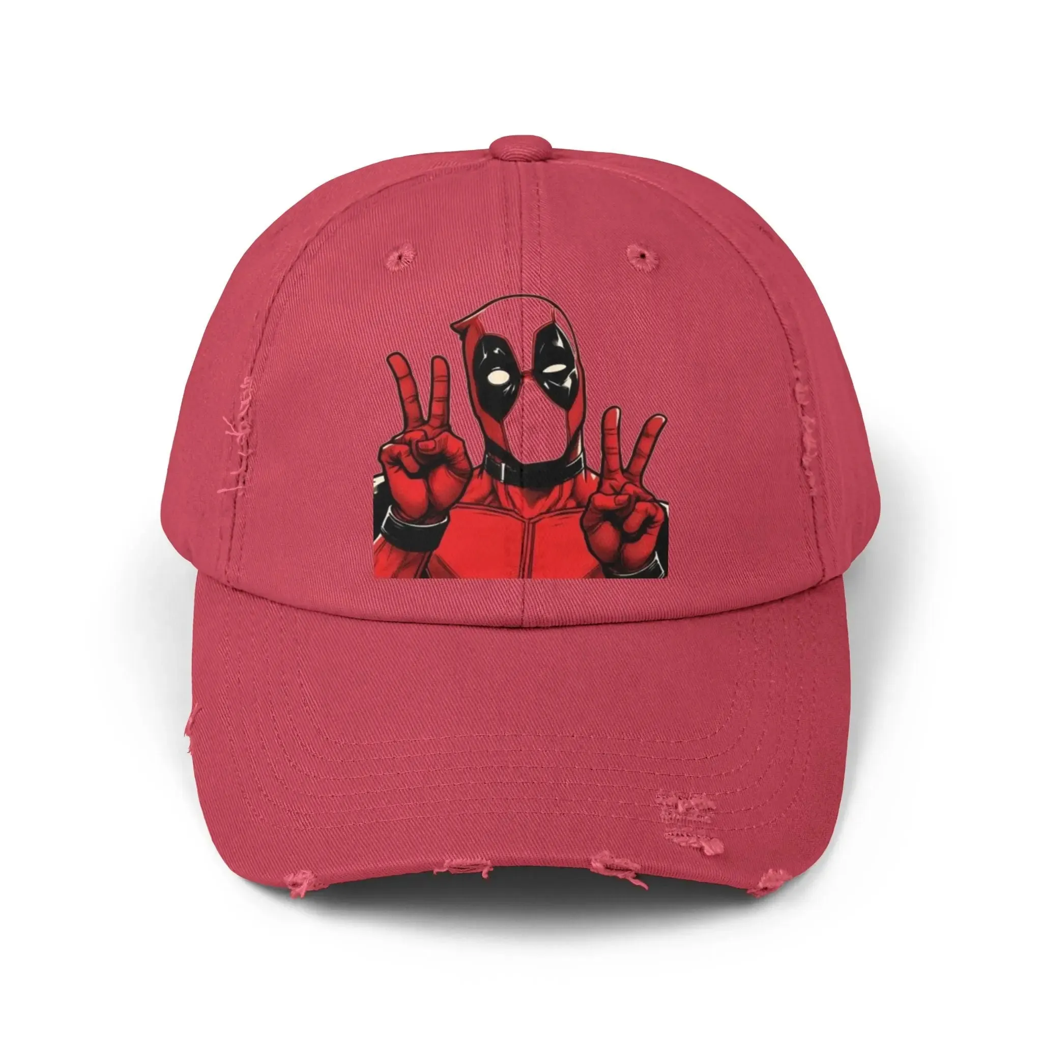 Mens and women Distressed Cap - Deadpool Peace Sign Hat