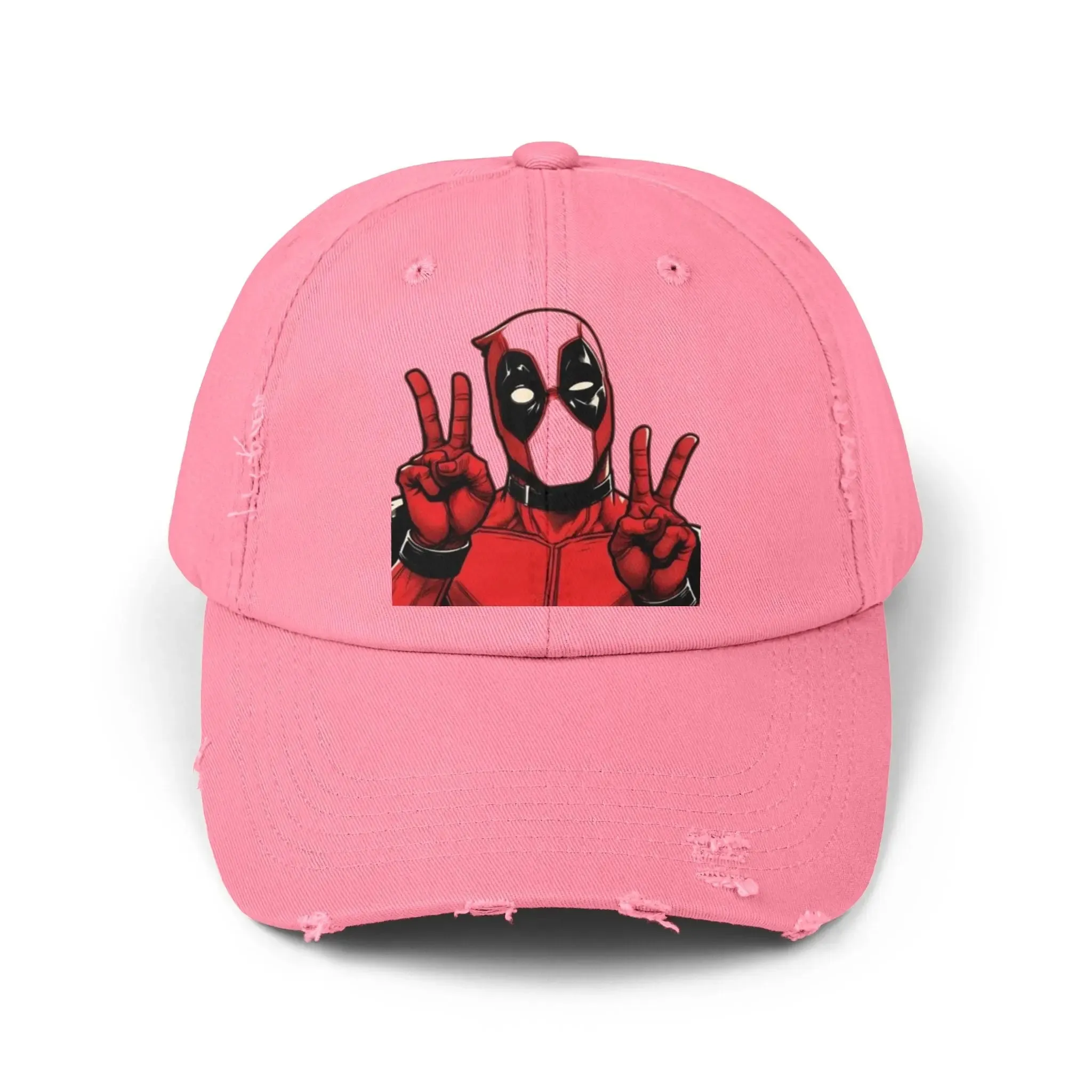 Mens and women Distressed Cap - Deadpool Peace Sign Hat