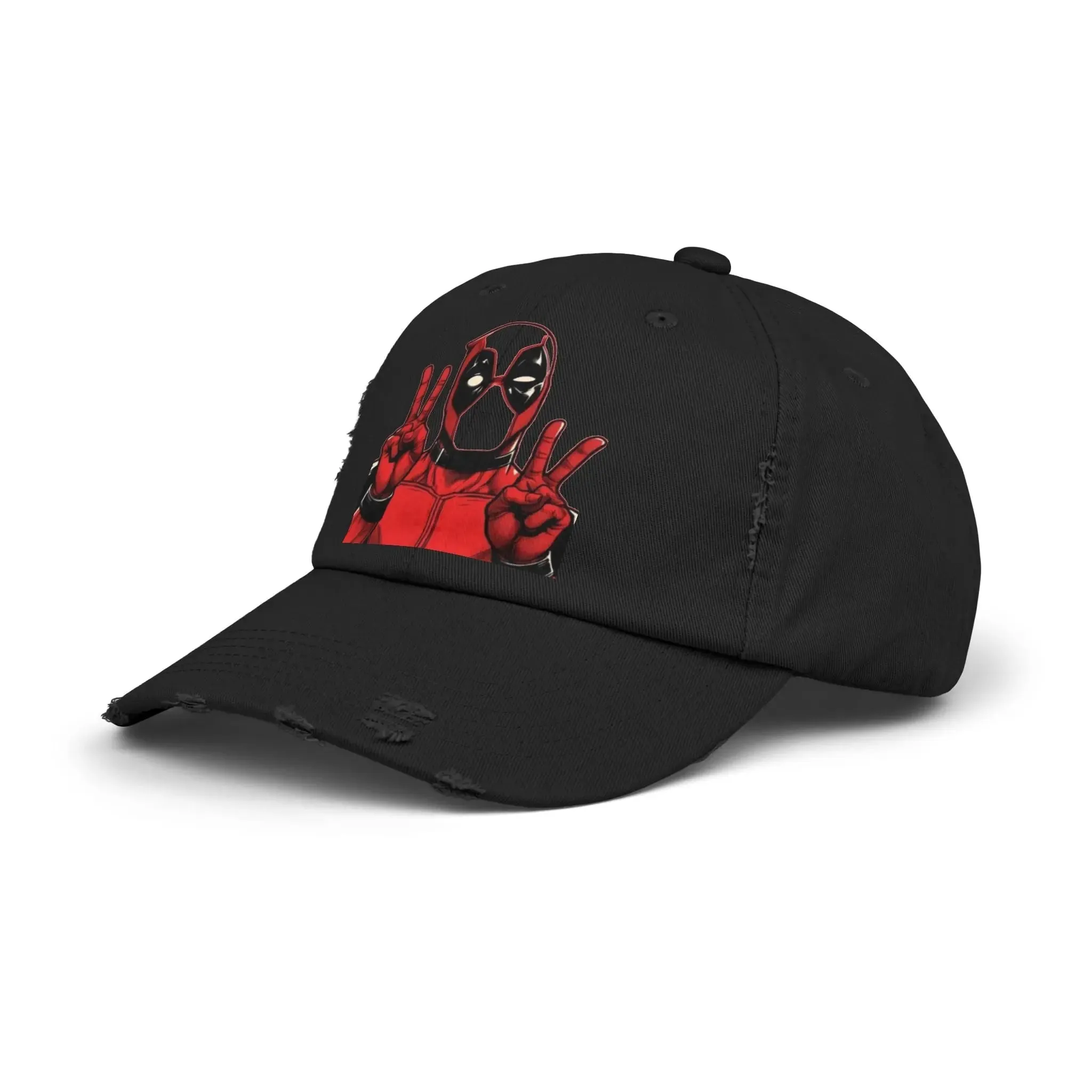 Mens and women Distressed Cap - Deadpool Peace Sign Hat