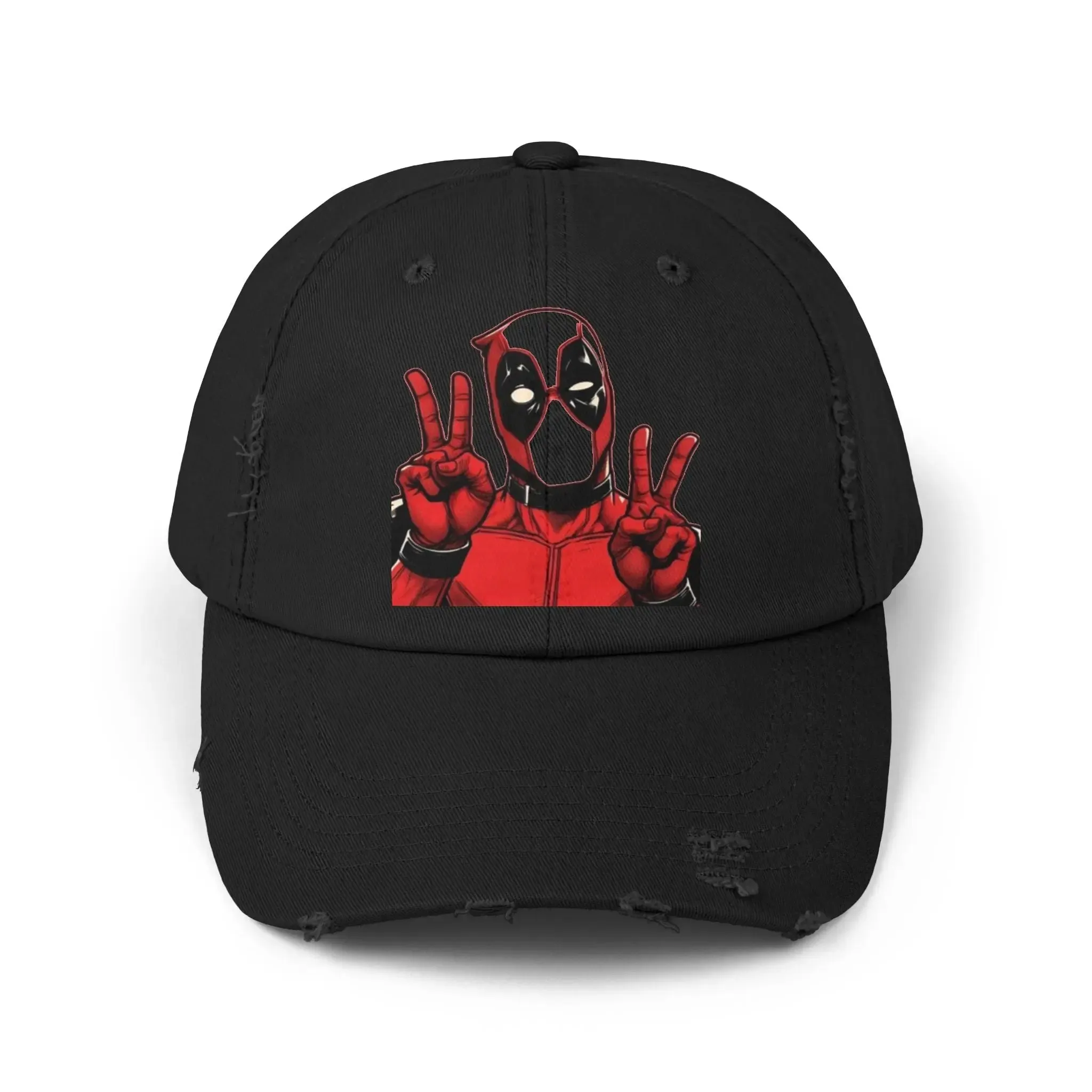 Mens and women Distressed Cap - Deadpool Peace Sign Hat