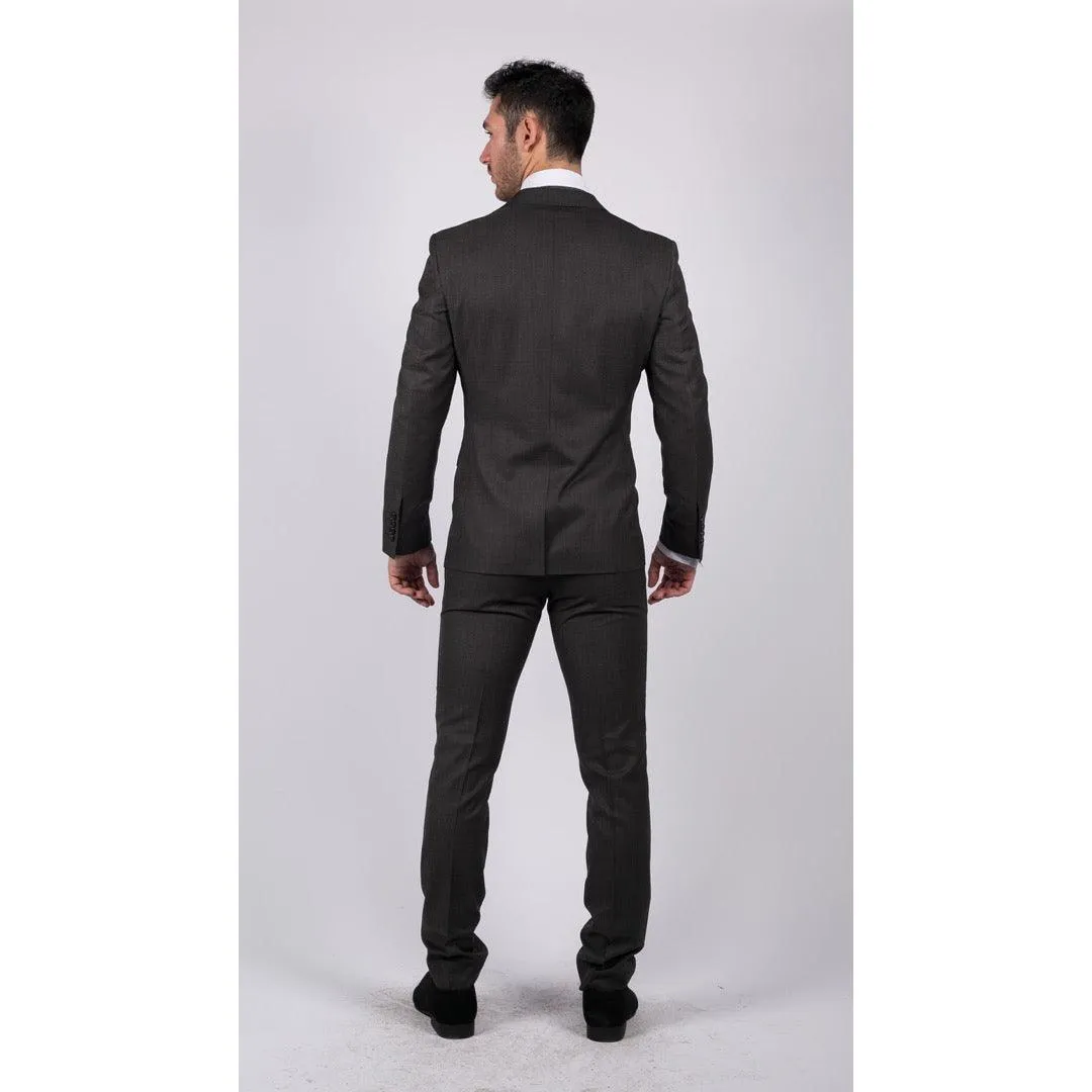 Mens Dark Grey Charcoal 3 Piece Suit Classic Stitch Wedding Summer Prom Classic