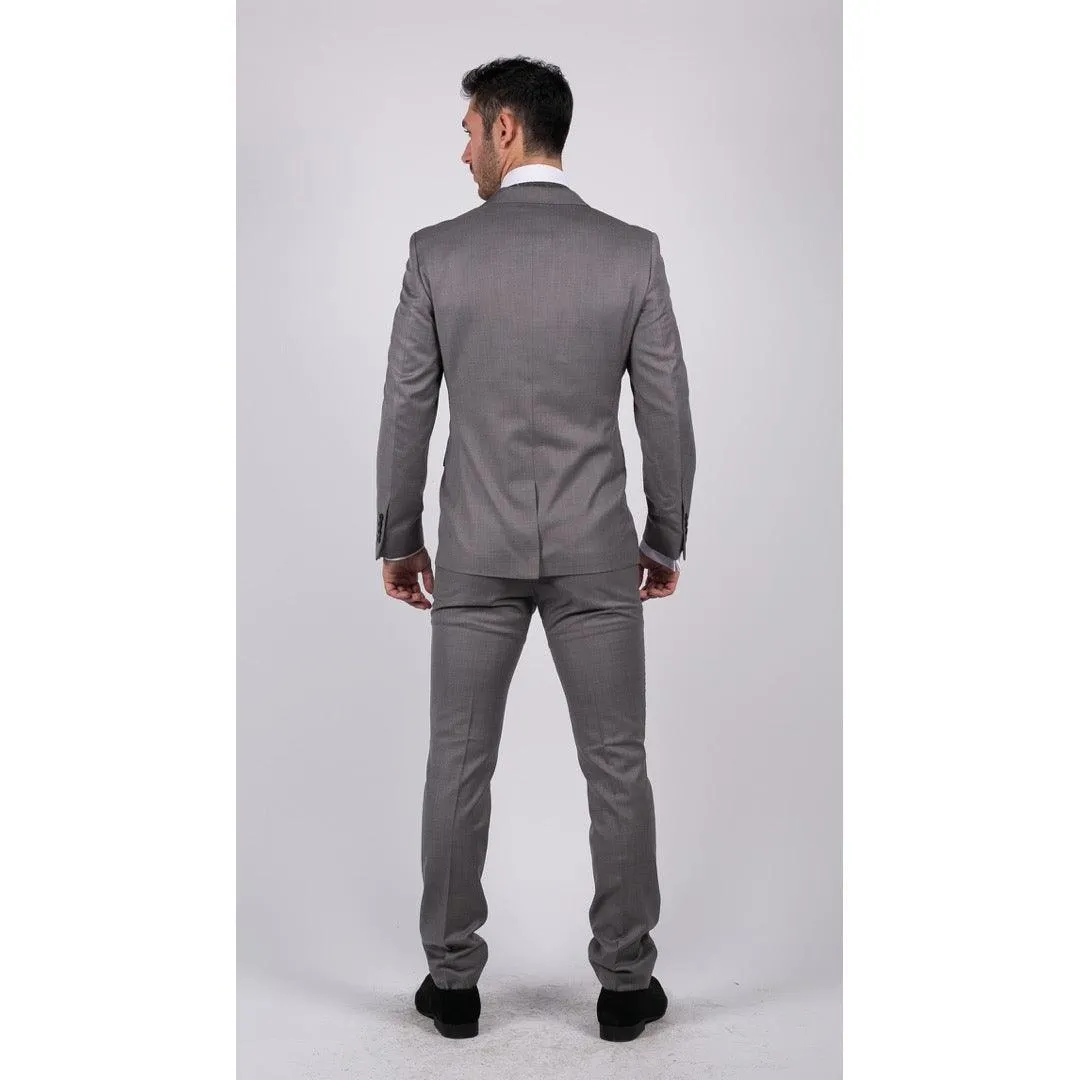 Mens Light Grey 3 Piece Suit Classic Stitch Wedding Summer Prom Classic Grooms