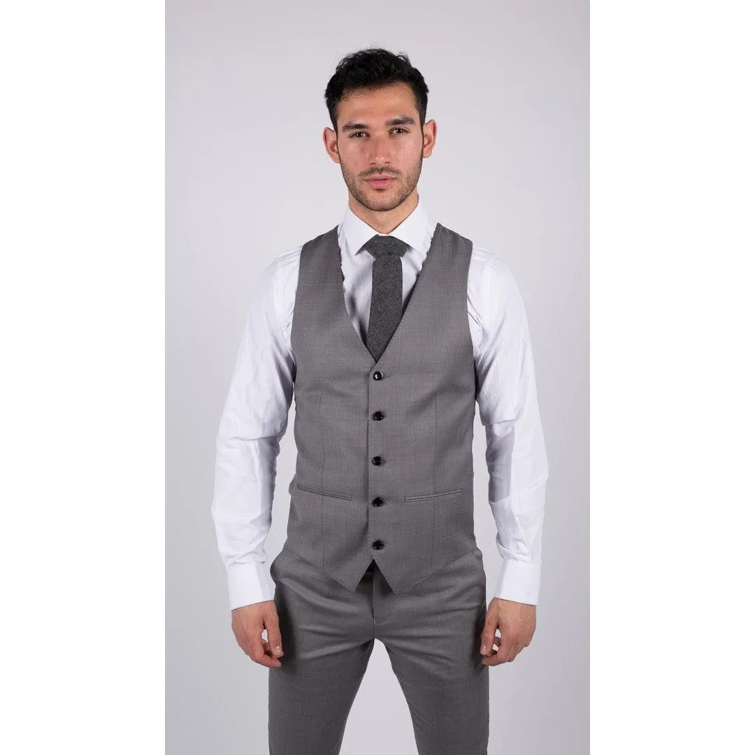 Mens Light Grey 3 Piece Suit Classic Stitch Wedding Summer Prom Classic Grooms