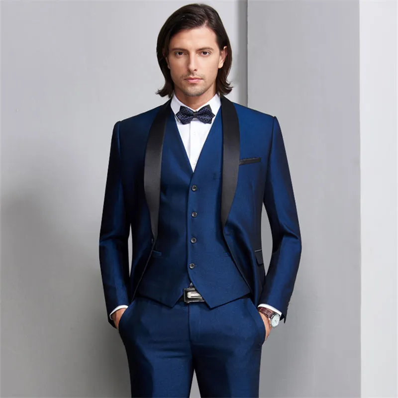 Men's Shawl Collar 3 Pieces Slim Fit Tuxedo Suit