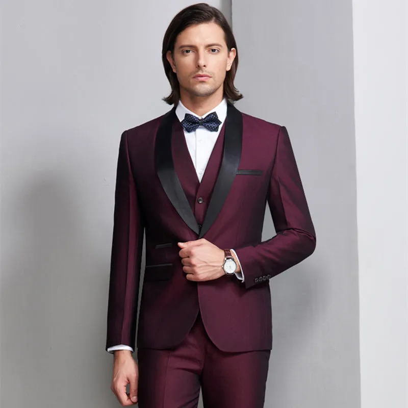 Men's Shawl Collar 3 Pieces Slim Fit Tuxedo Suit