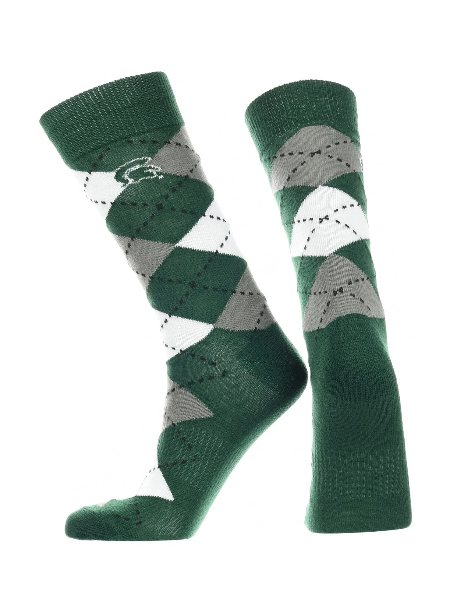 Michigan State Spartans Argyle Dress Socks NCAA Fanwear Crew Length