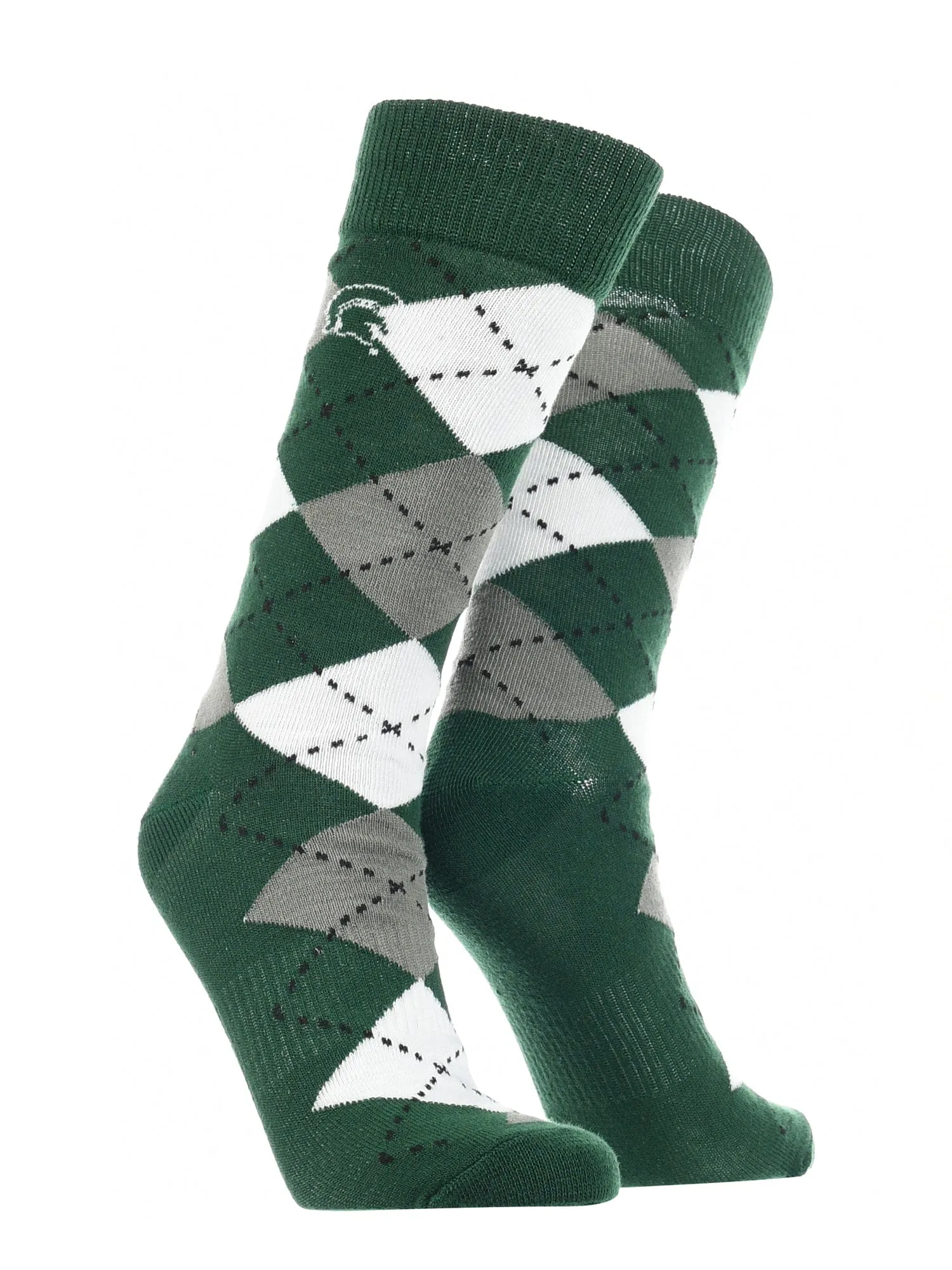 Michigan State Spartans Argyle Dress Socks NCAA Fanwear Crew Length