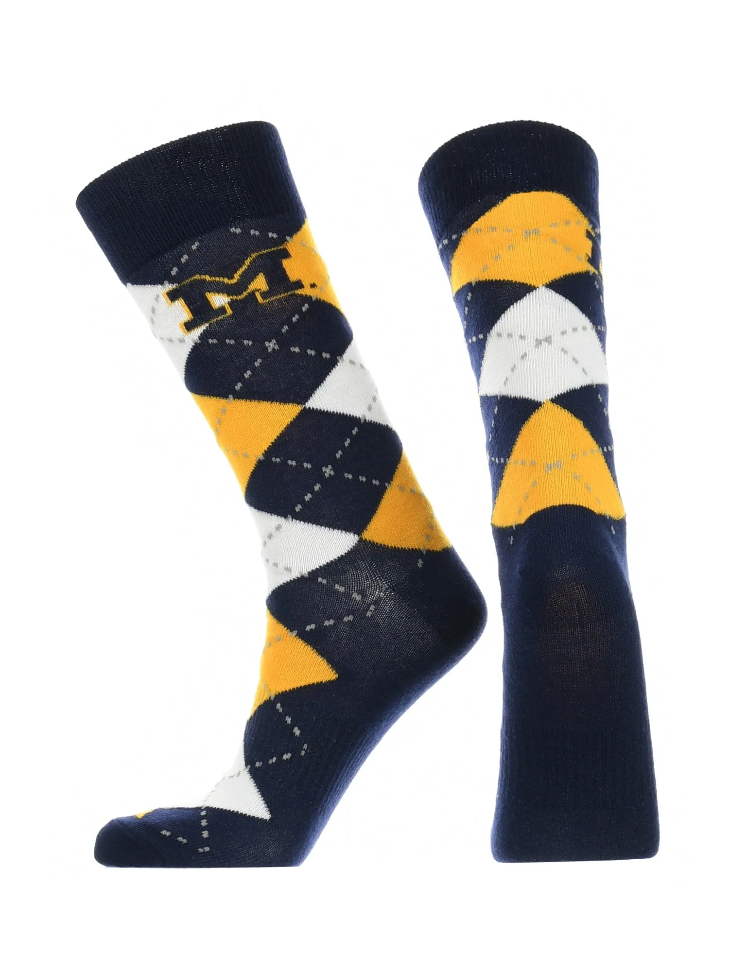 Michigan Wolverines Argyle Dress Socks NCAA Fanwear Crew Length