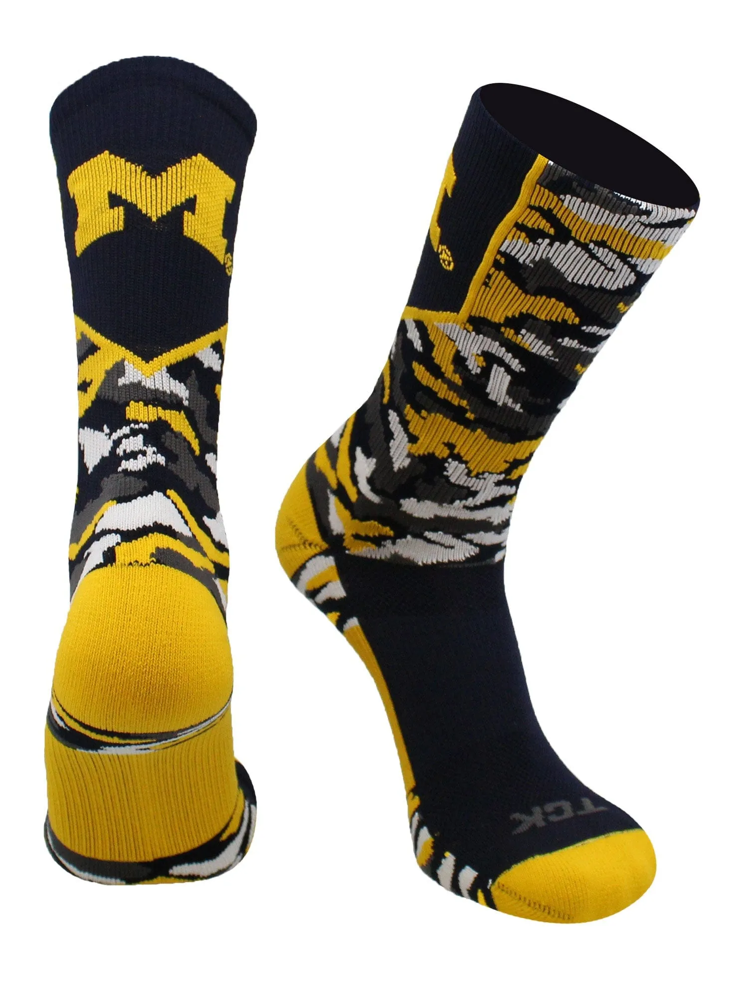 Michigan Wolverines Camo Crew Socks