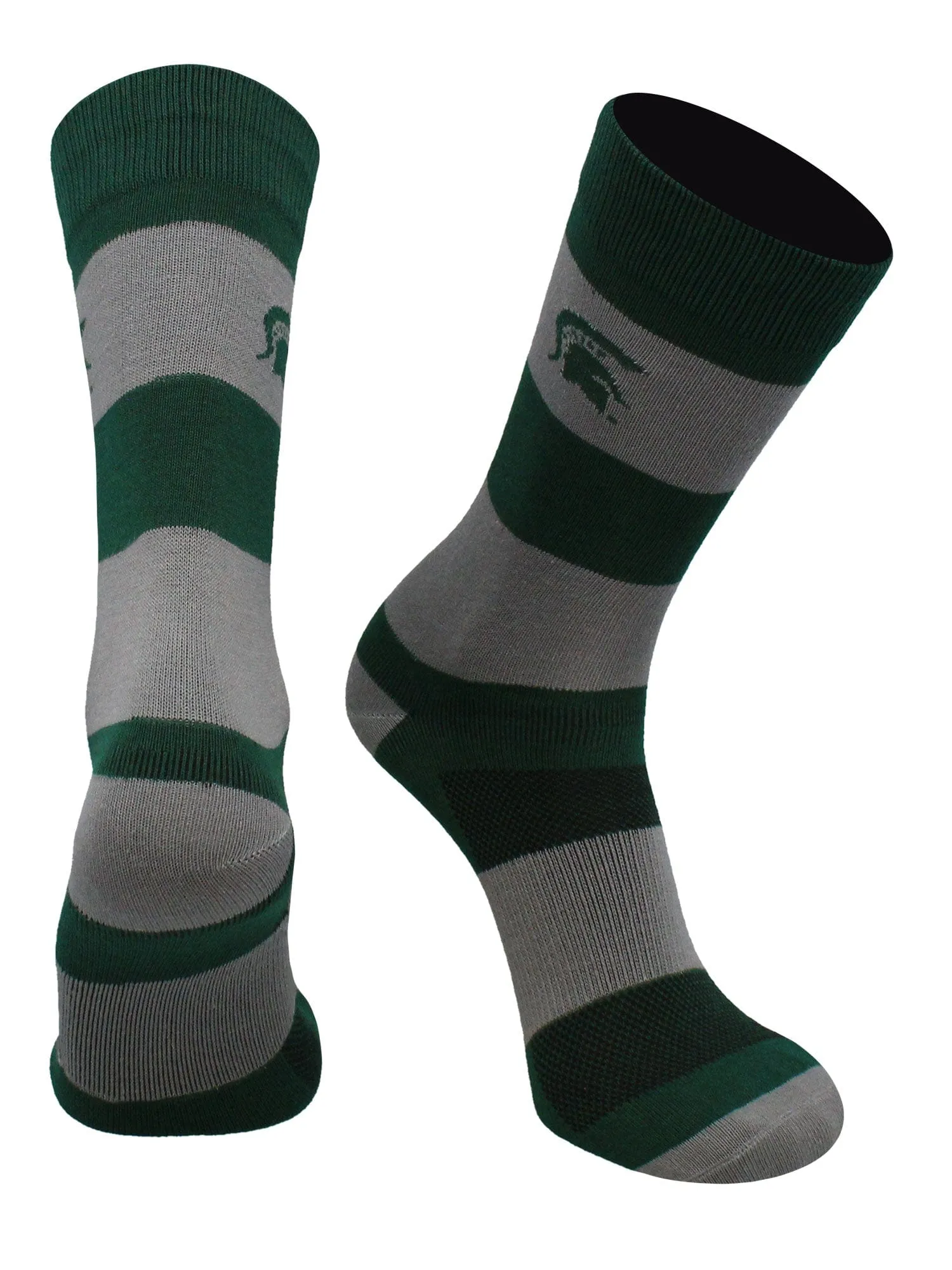 MSU Michigan State Spartans Socks for Men Game Day Striped Crew Socks Gifts Accessories