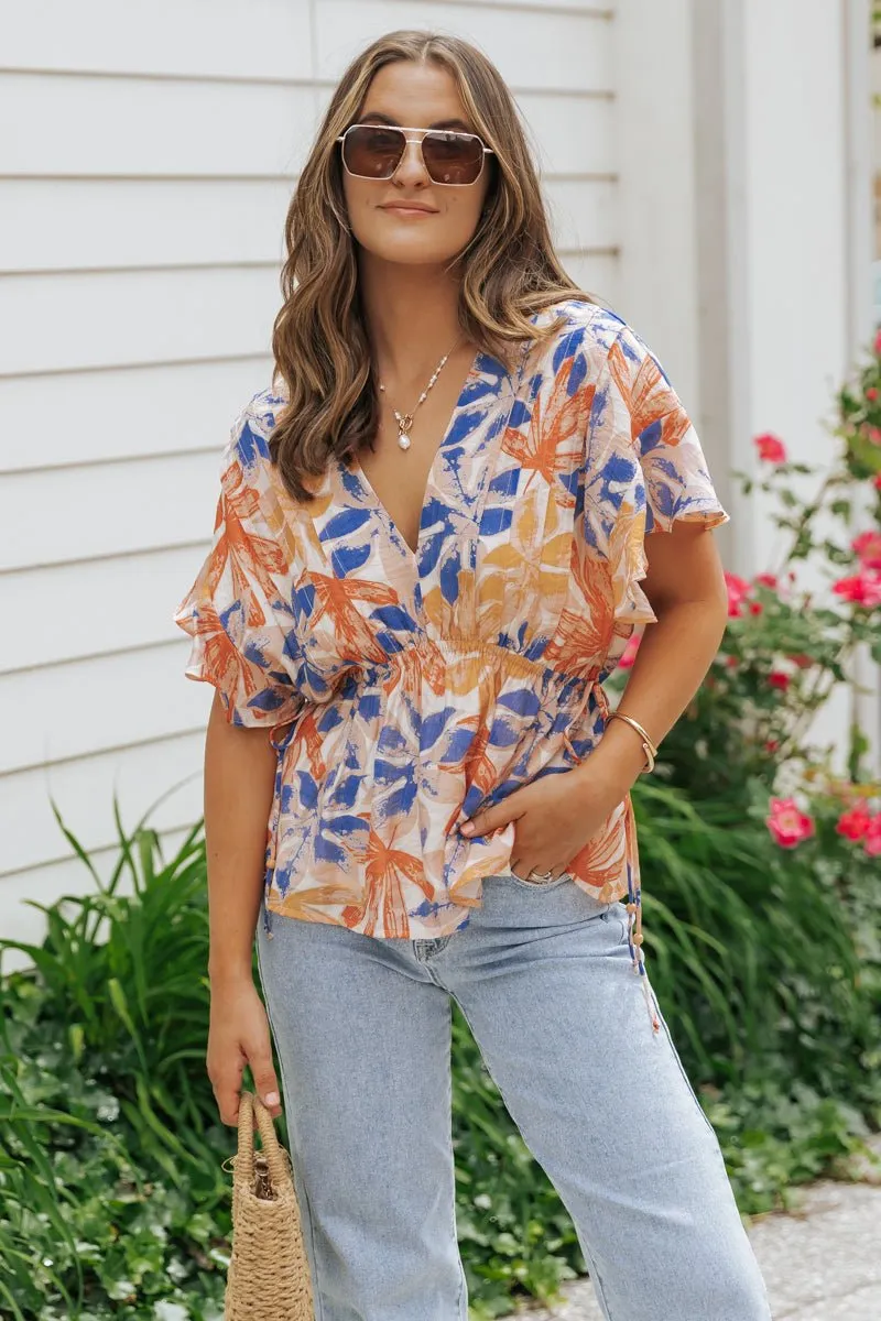 Multi Orange Floral Print Smock Top - FINAL SALE