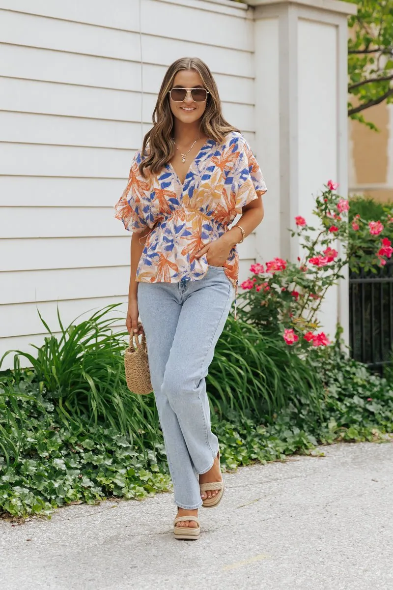 Multi Orange Floral Print Smock Top - FINAL SALE