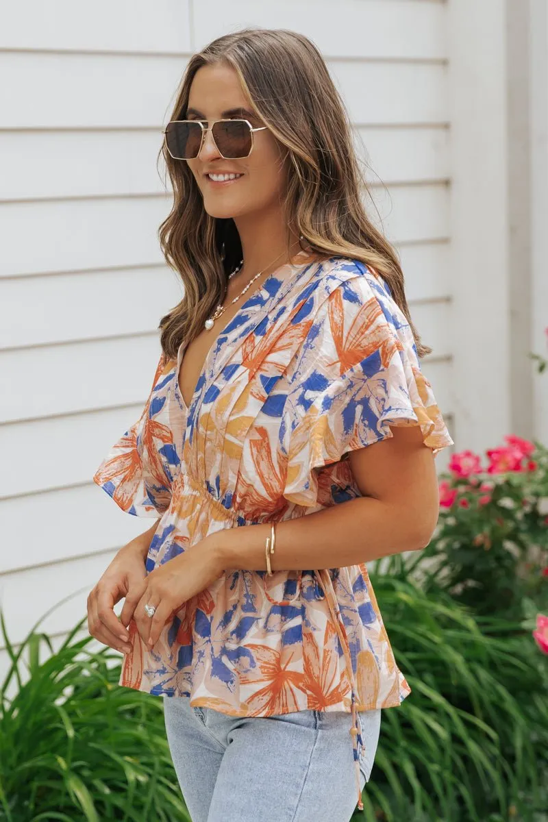 Multi Orange Floral Print Smock Top - FINAL SALE