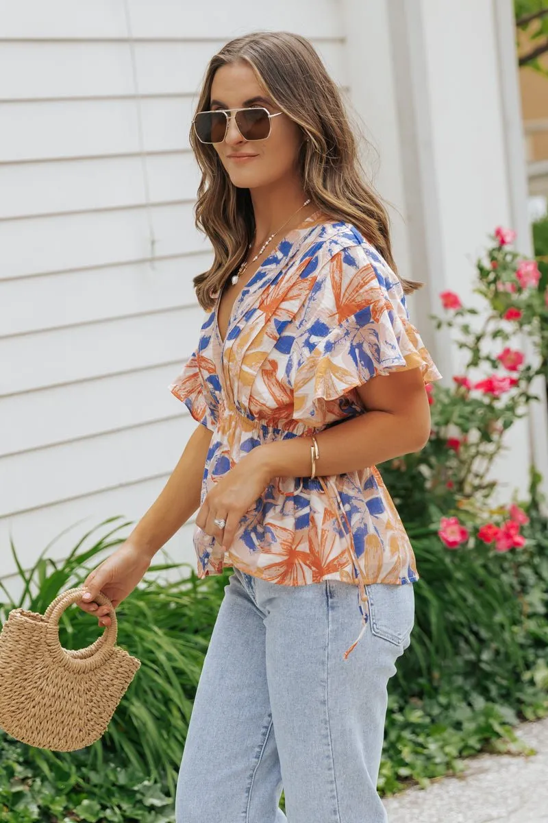 Multi Orange Floral Print Smock Top - FINAL SALE