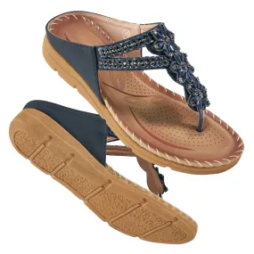 【No.3】Women's Flip Flops Comfortable Flats Sandals for Women Gladiator Bohemian Beaded Summer Shoes Outdoor Beach Clip Toe Sandal