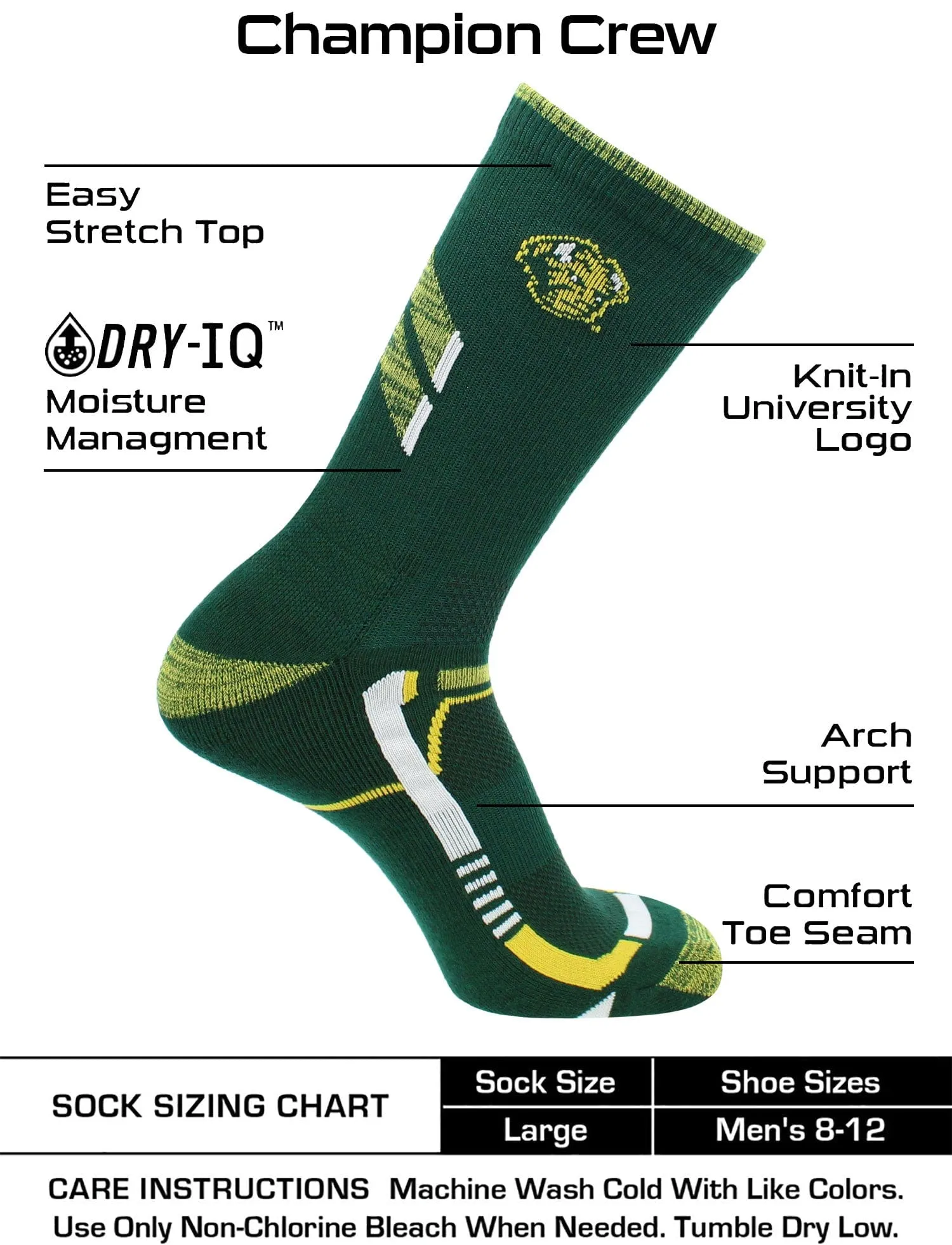 North Dakota State Bison Socks North Dakota State University Bison Champion Crew Socks