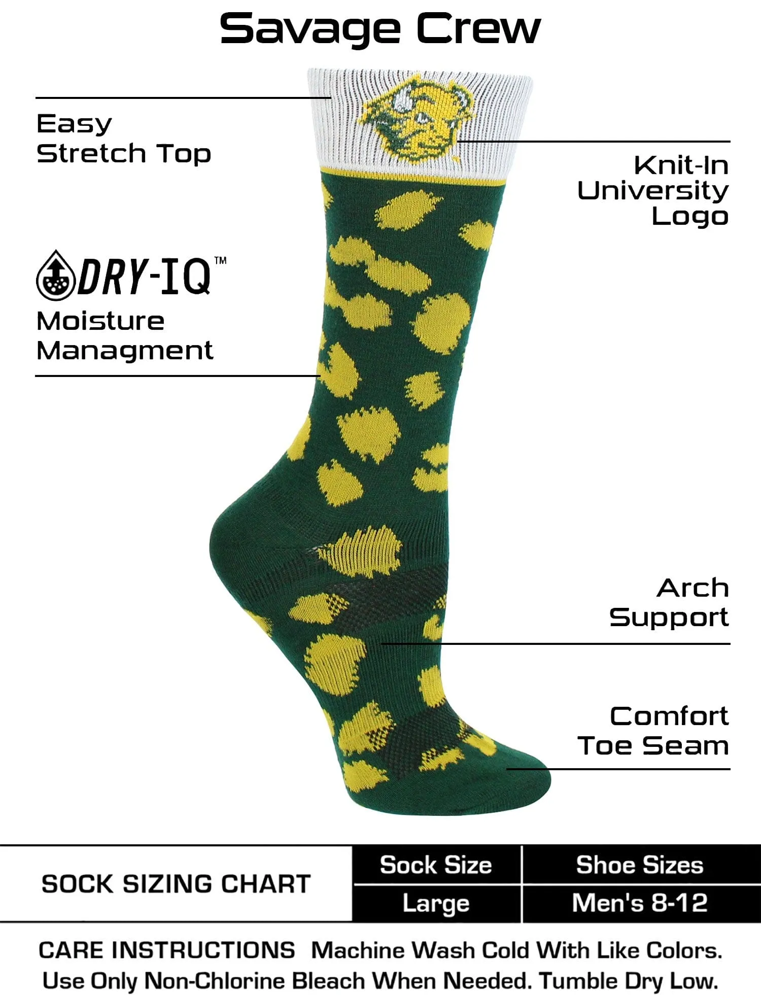 North Dakota State Bison Socks Womens Savage Crew Socks