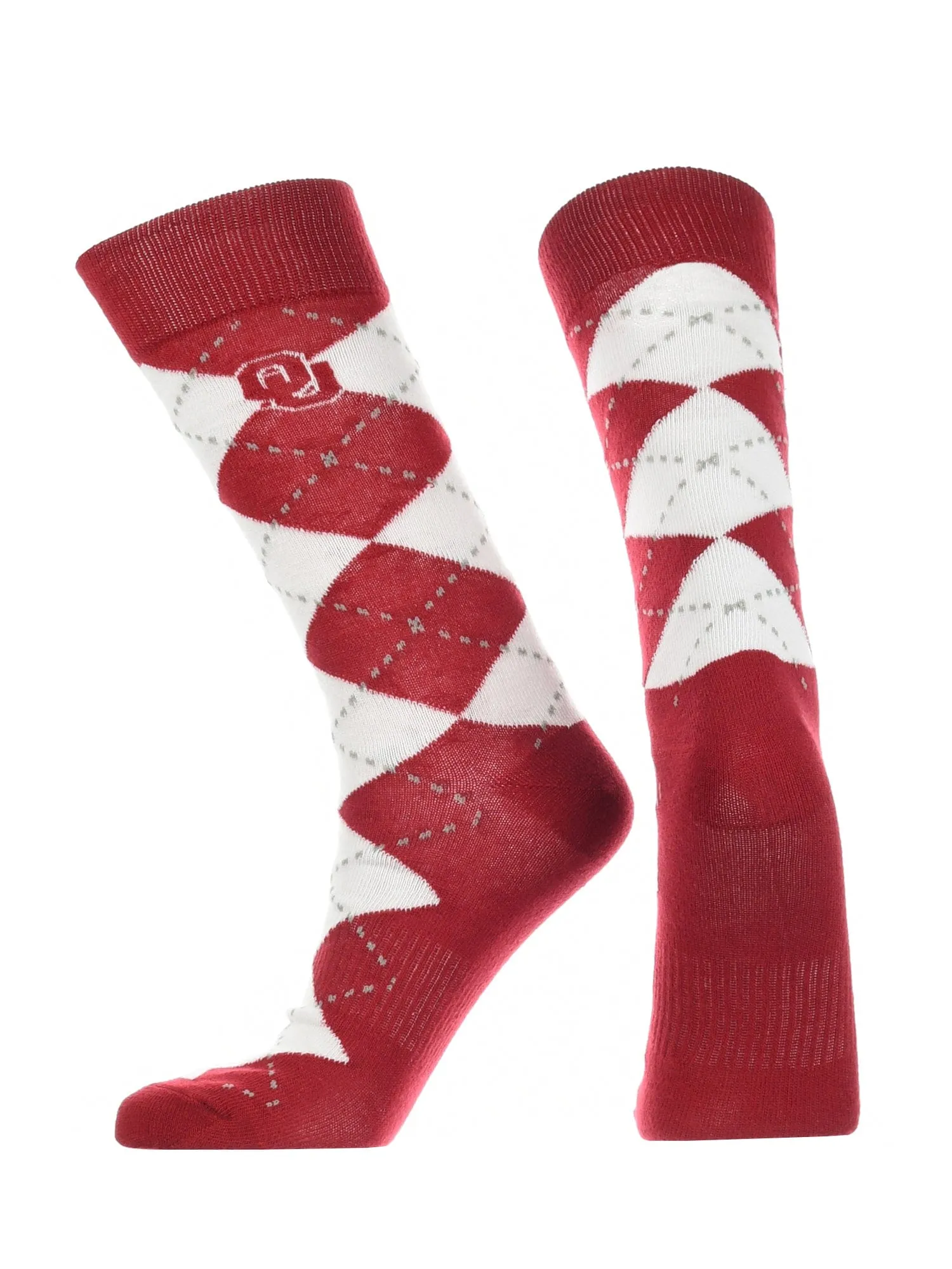 Oklahoma Sooners Argyle Dress Socks NCAA Fanwear Crew Length