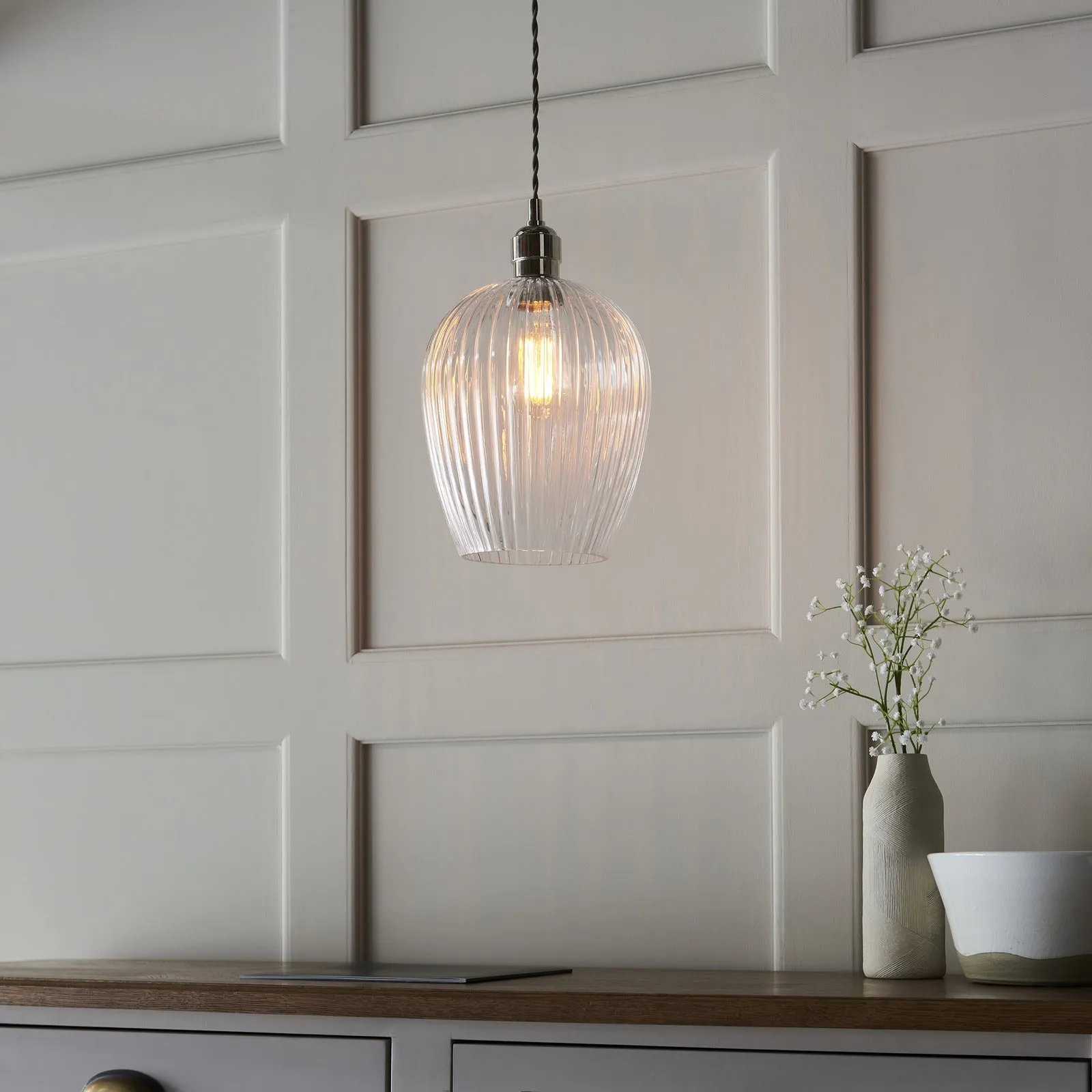 Olympia Ribbed Pendant Small