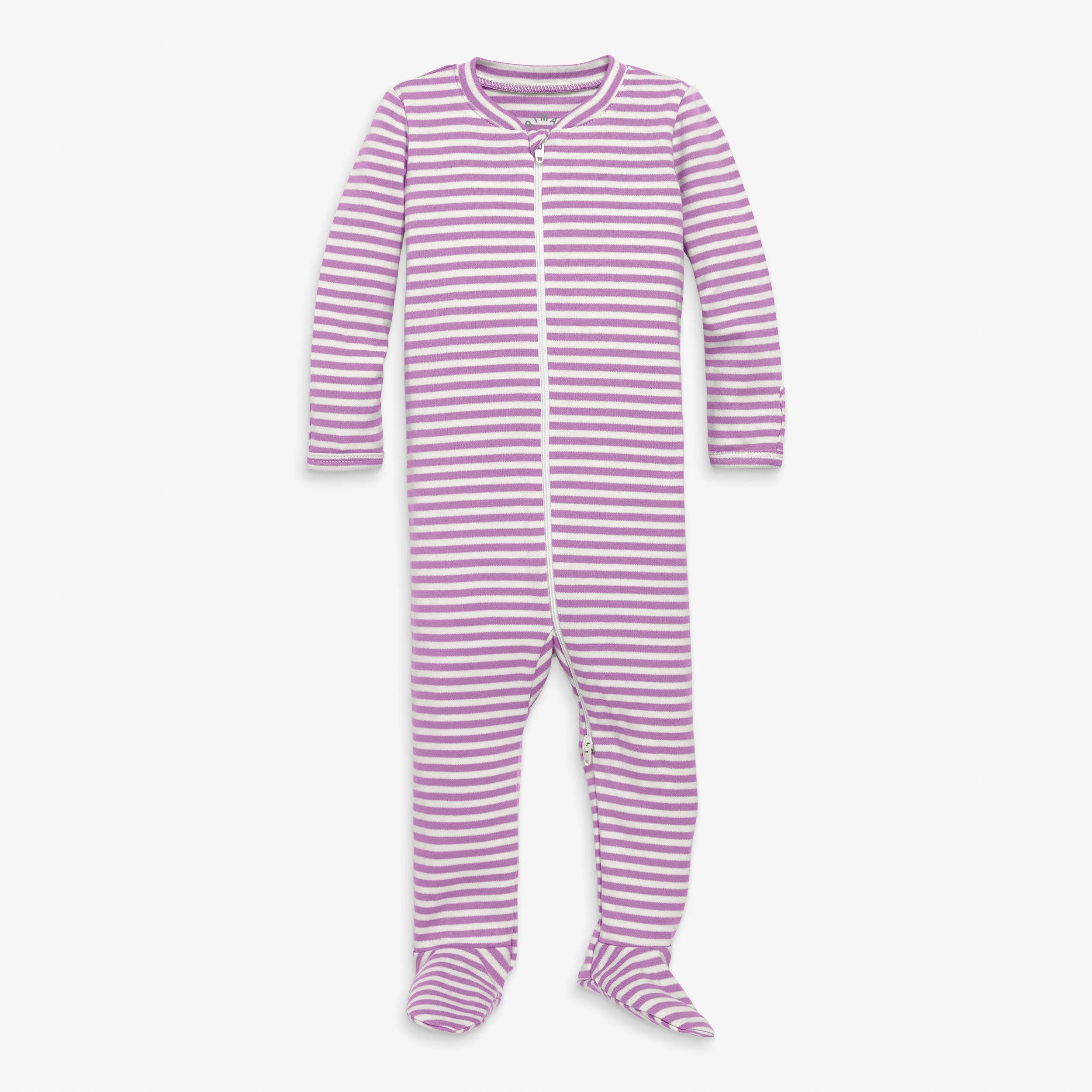 Organic zip footie in stripe