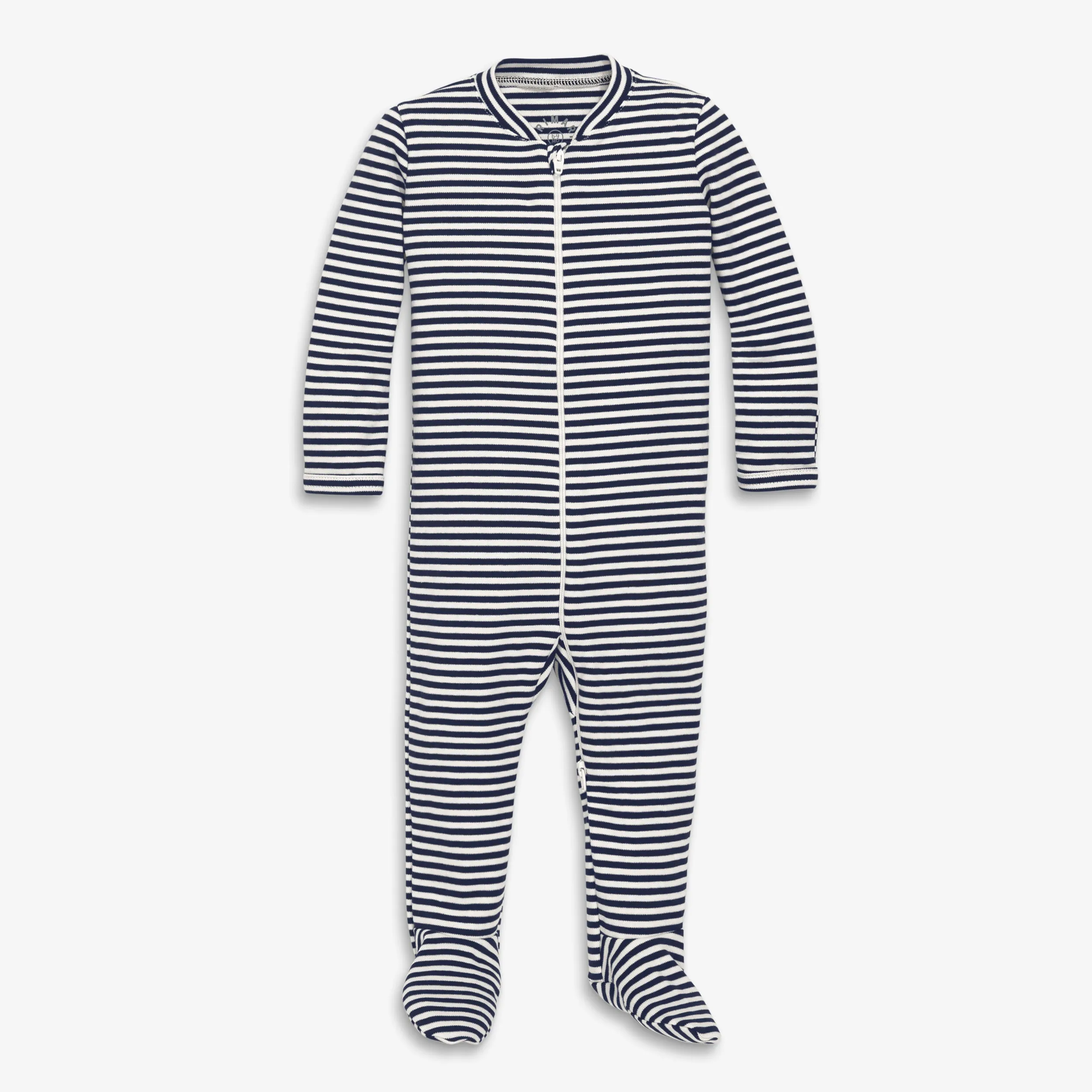 Organic zip footie in stripe