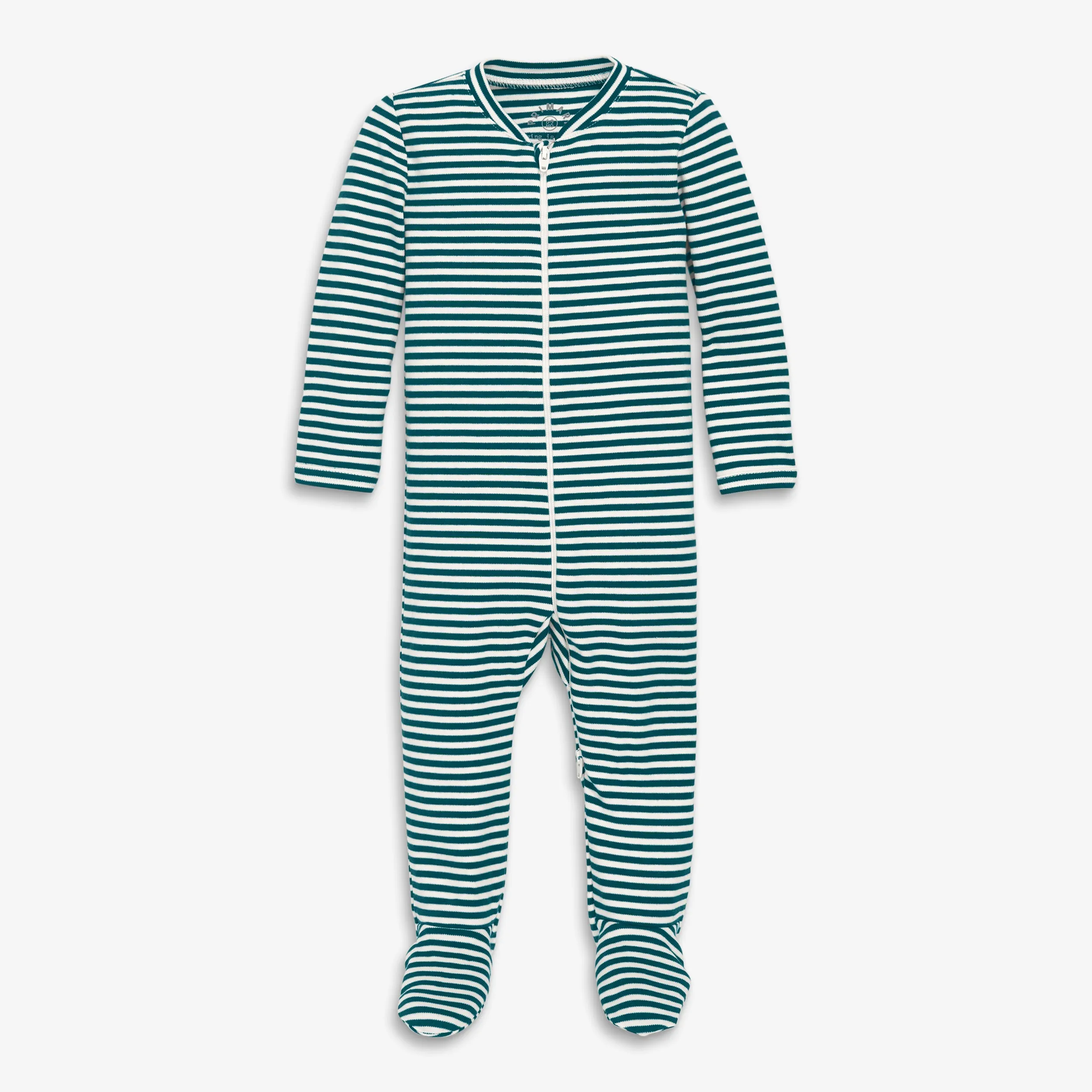 Organic zip footie in stripe