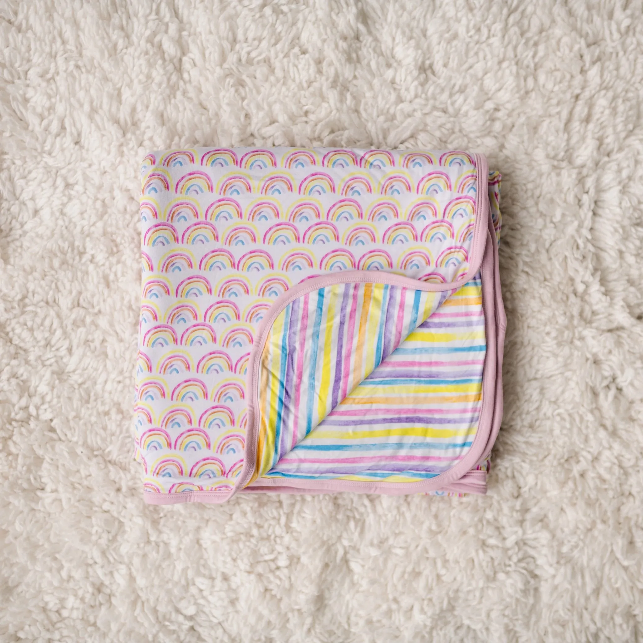 Pastel Rainbows & Sunrise Stripes Large Cloud Blanket®