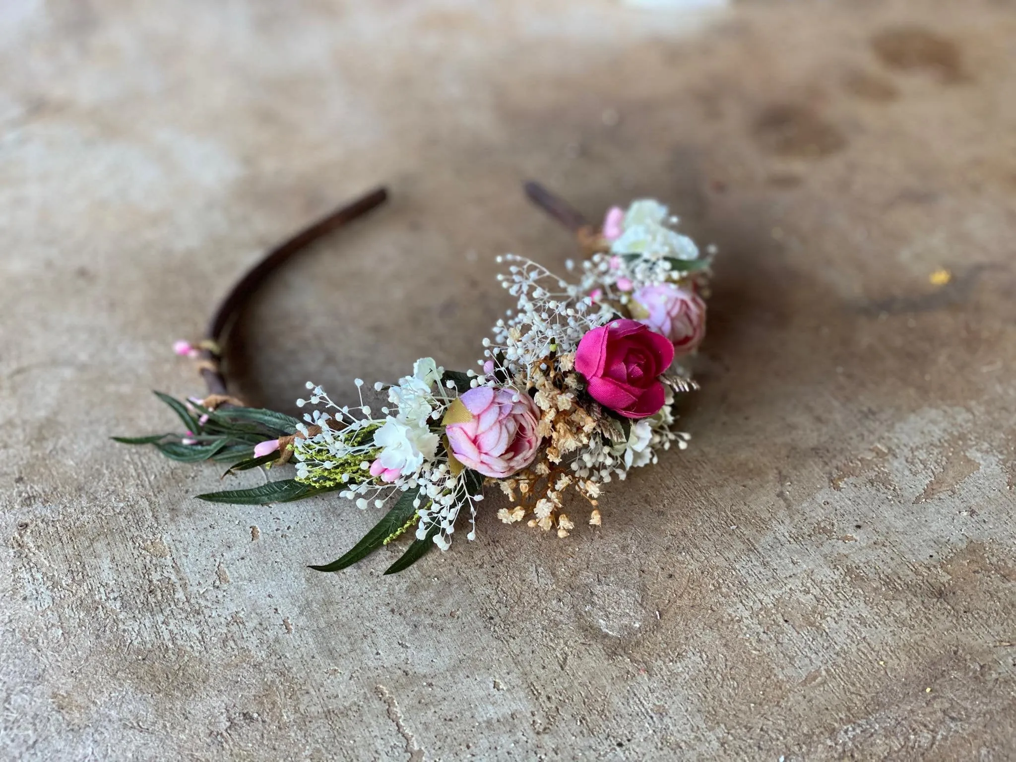 Pink flower headband Romantic wedding headband Fuchsia Hairband for bride Dark pink flower hairband Pink peony Magaela Bridal headband