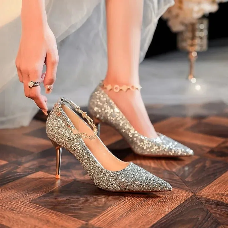 Pointed Sequins High Heels