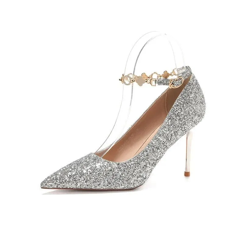 Pointed Sequins High Heels