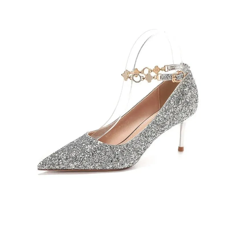 Pointed Sequins High Heels