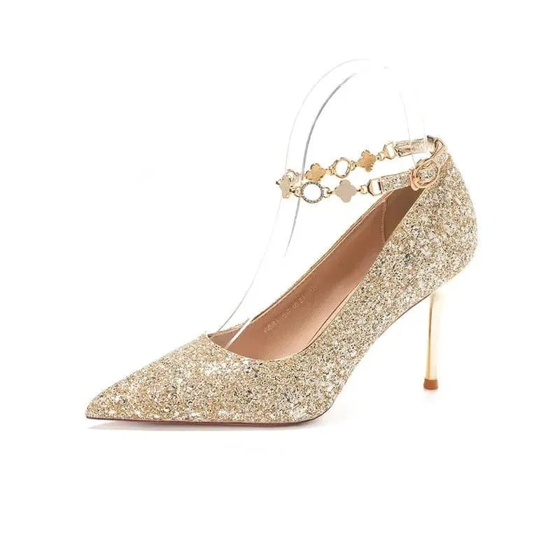 Pointed Sequins High Heels