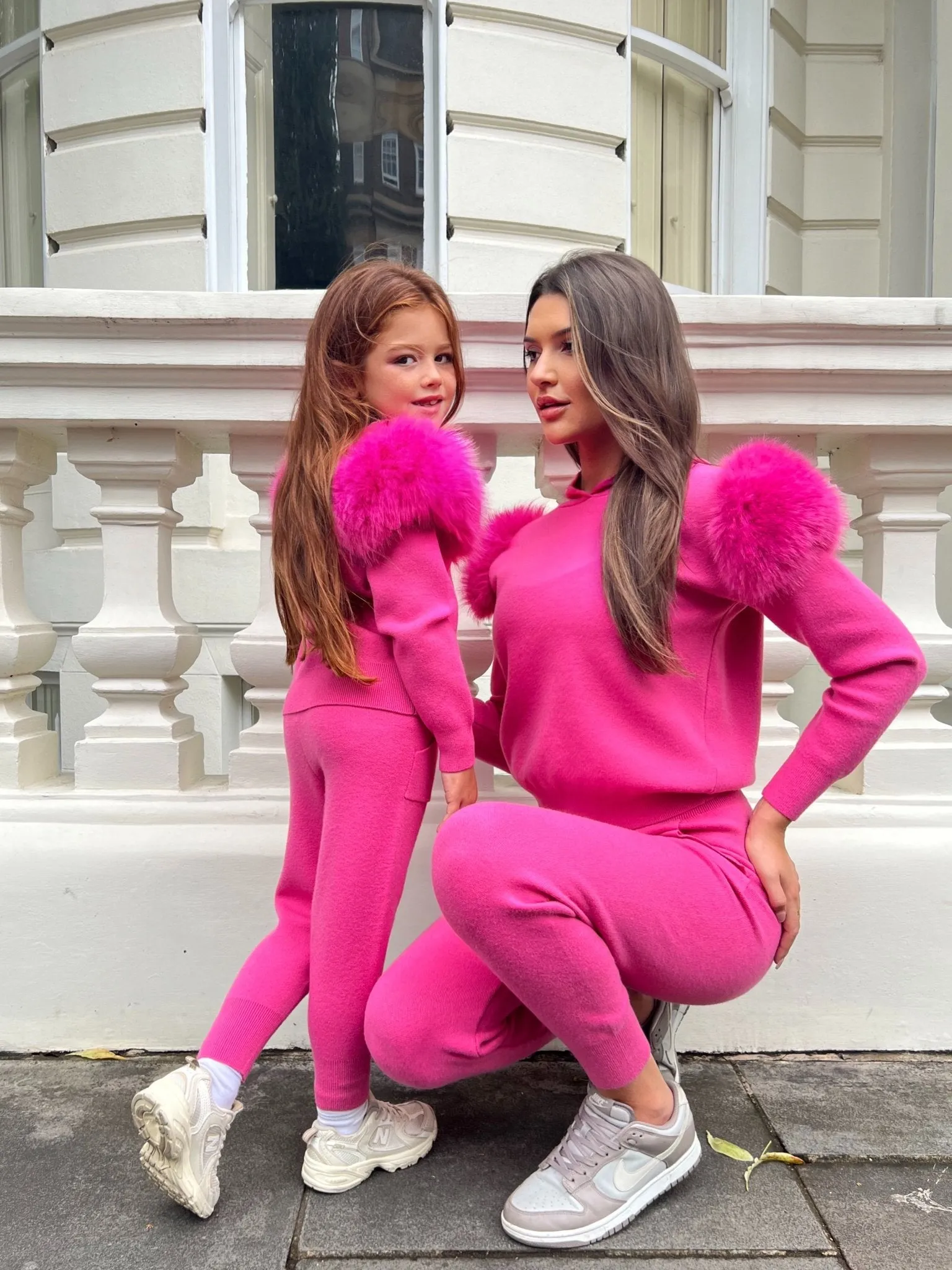 Premium Hot Pink Faux Fur Hooded Tracksuit