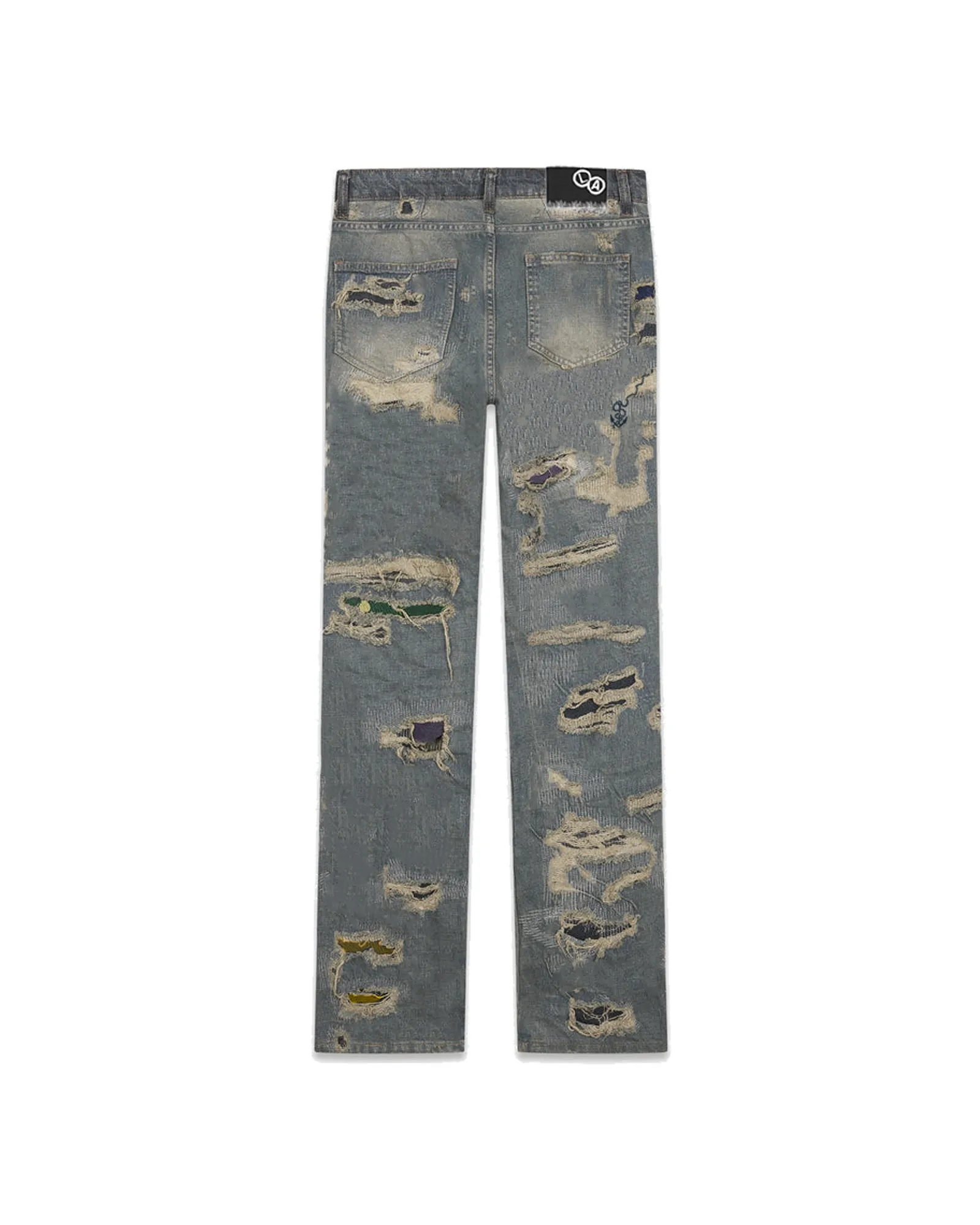 "Deteriorate" Colored Patch Boro Denim (Dirty Blue)