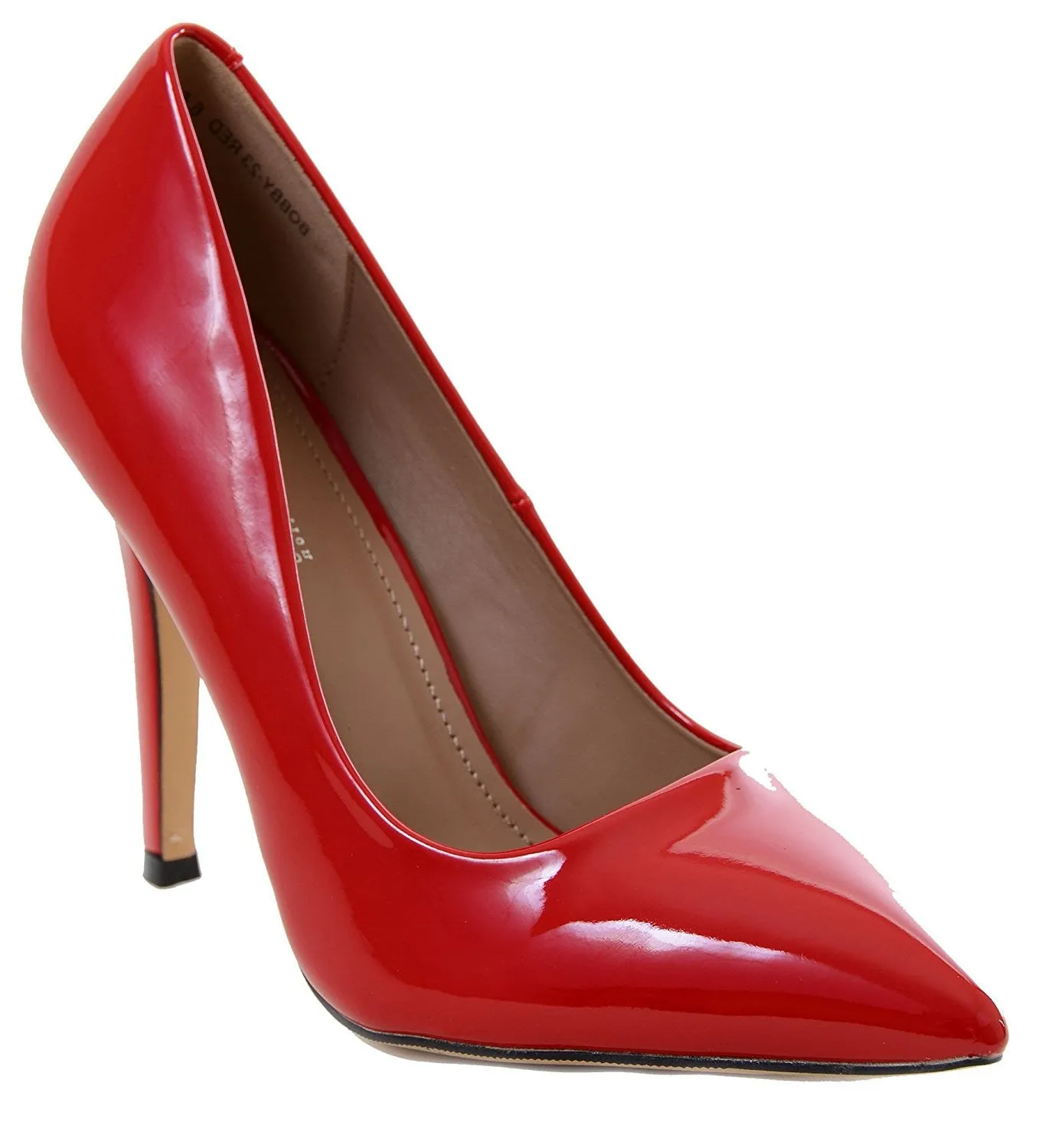 Red Patent Pointy Toe Basic Pump Heels Women's Rockabilly Pump