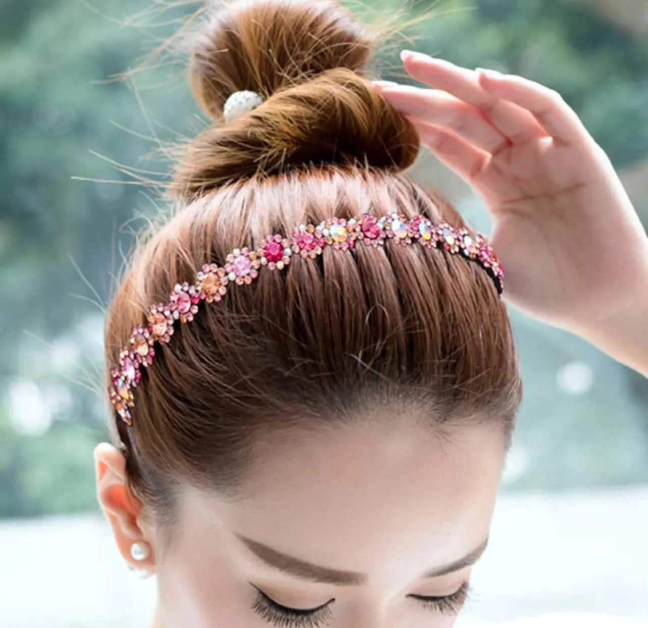 Rhinestone Teeth Comb Headbands for Women, Girls Flower Crystal Stretchy Plastic Hairband, Diamond Fashion Hair Band Accessories (Copy)