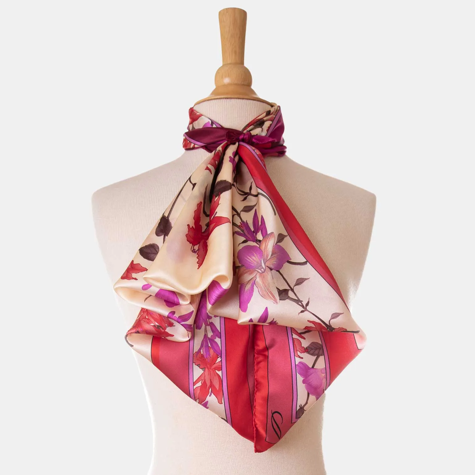 Serena - Hand Rolled Silk Foulard - Fuchsia