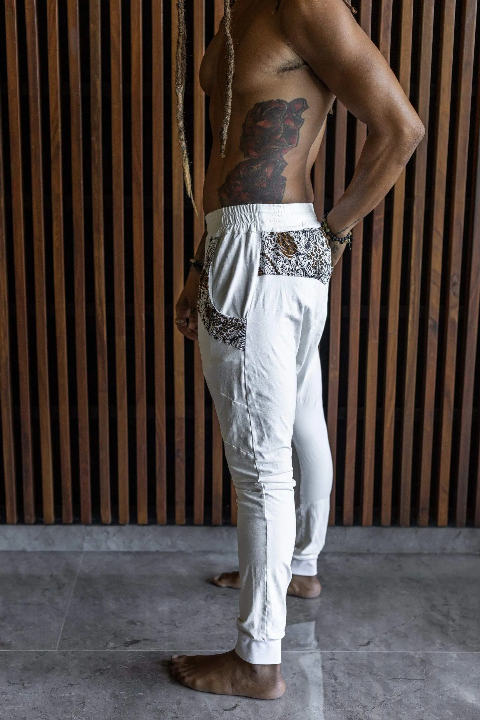 SHIVAJI - Bamboo Stretch Slim Drop Crotch Pants with Unique Details